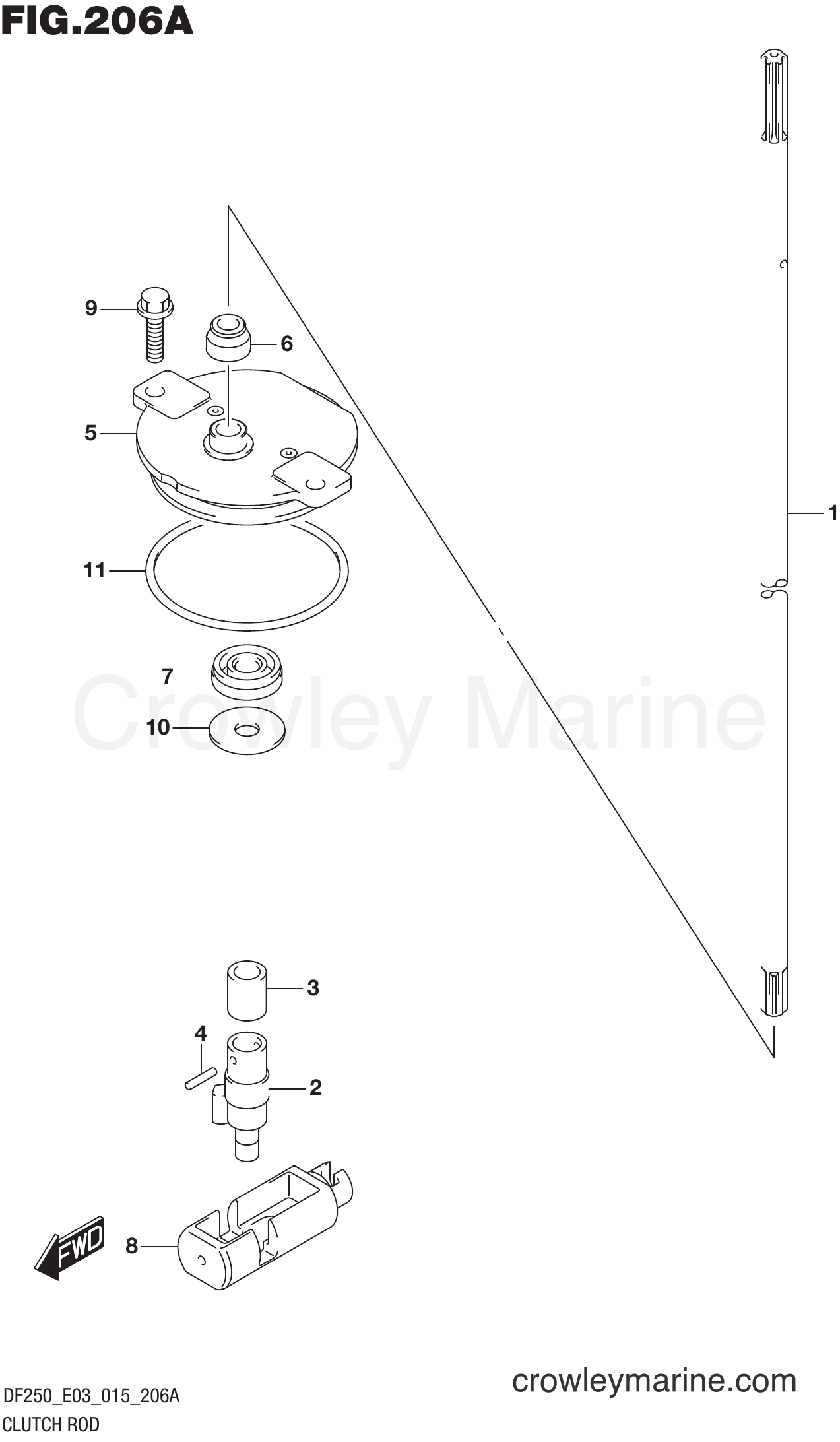 Suzuki Marine DF225Z 51001~ - CLUTCH ROD (DF200T E03)