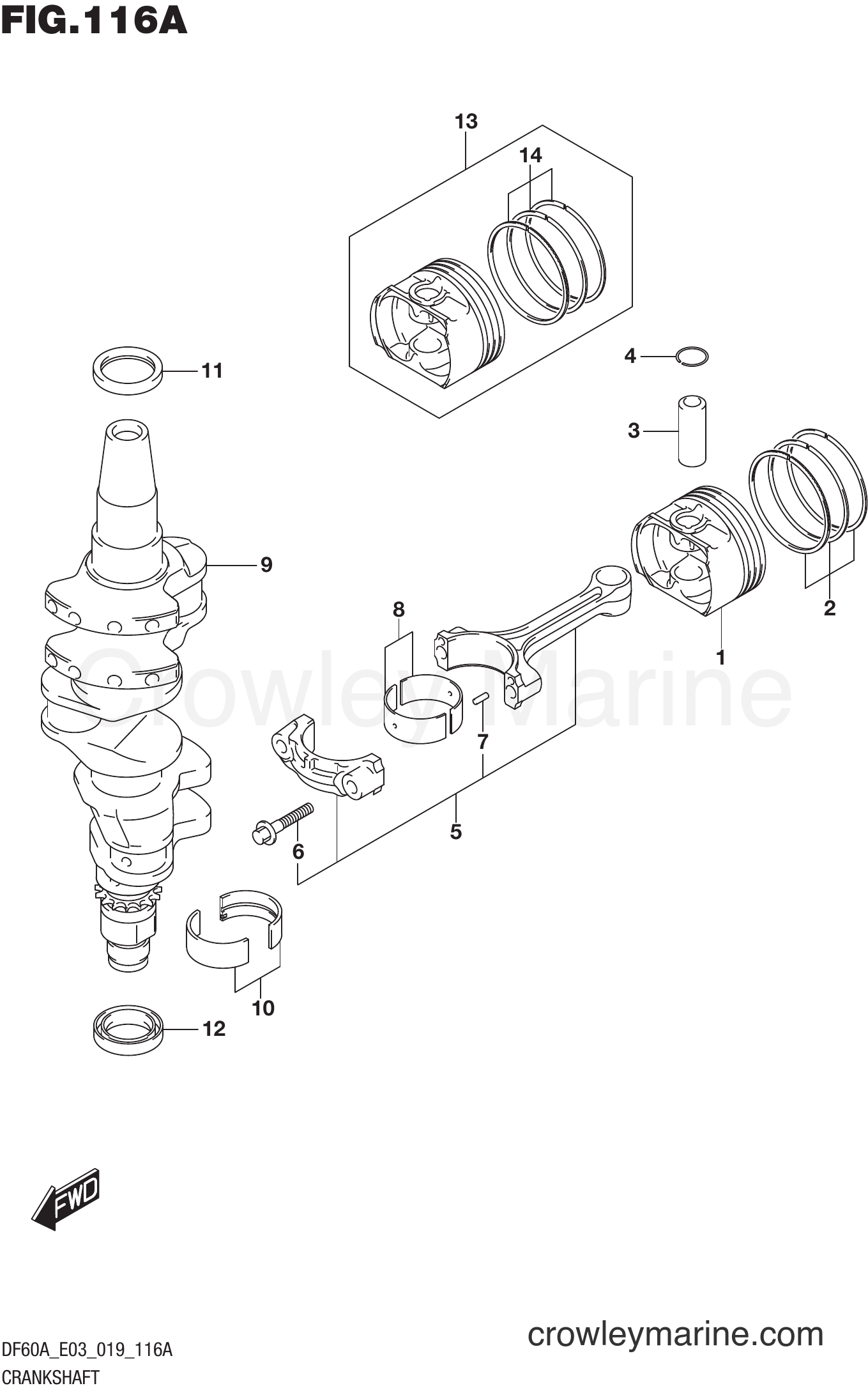 Suzuki Marine DF50AVT 910001~ - CRANKSHAFT