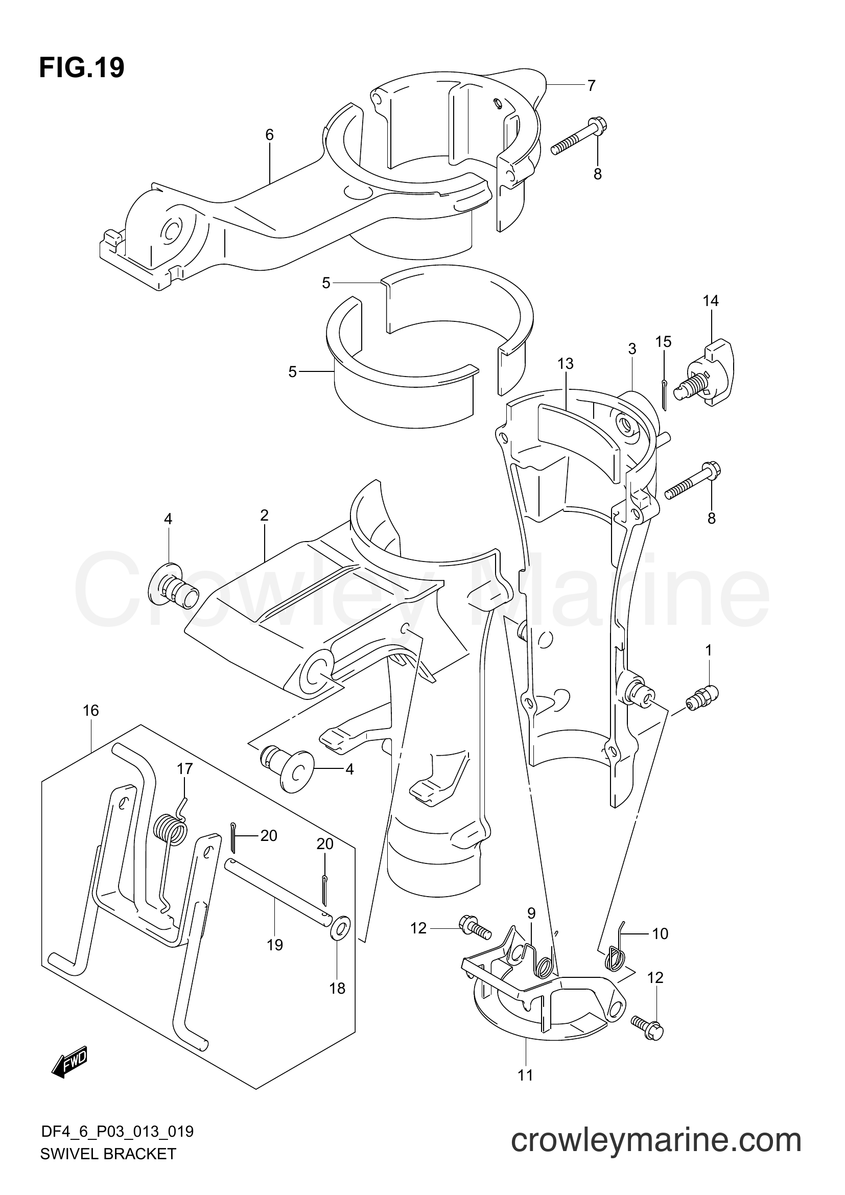 Suzuki Marine DF4 00402F-310001~ - SWIVEL BRACKET