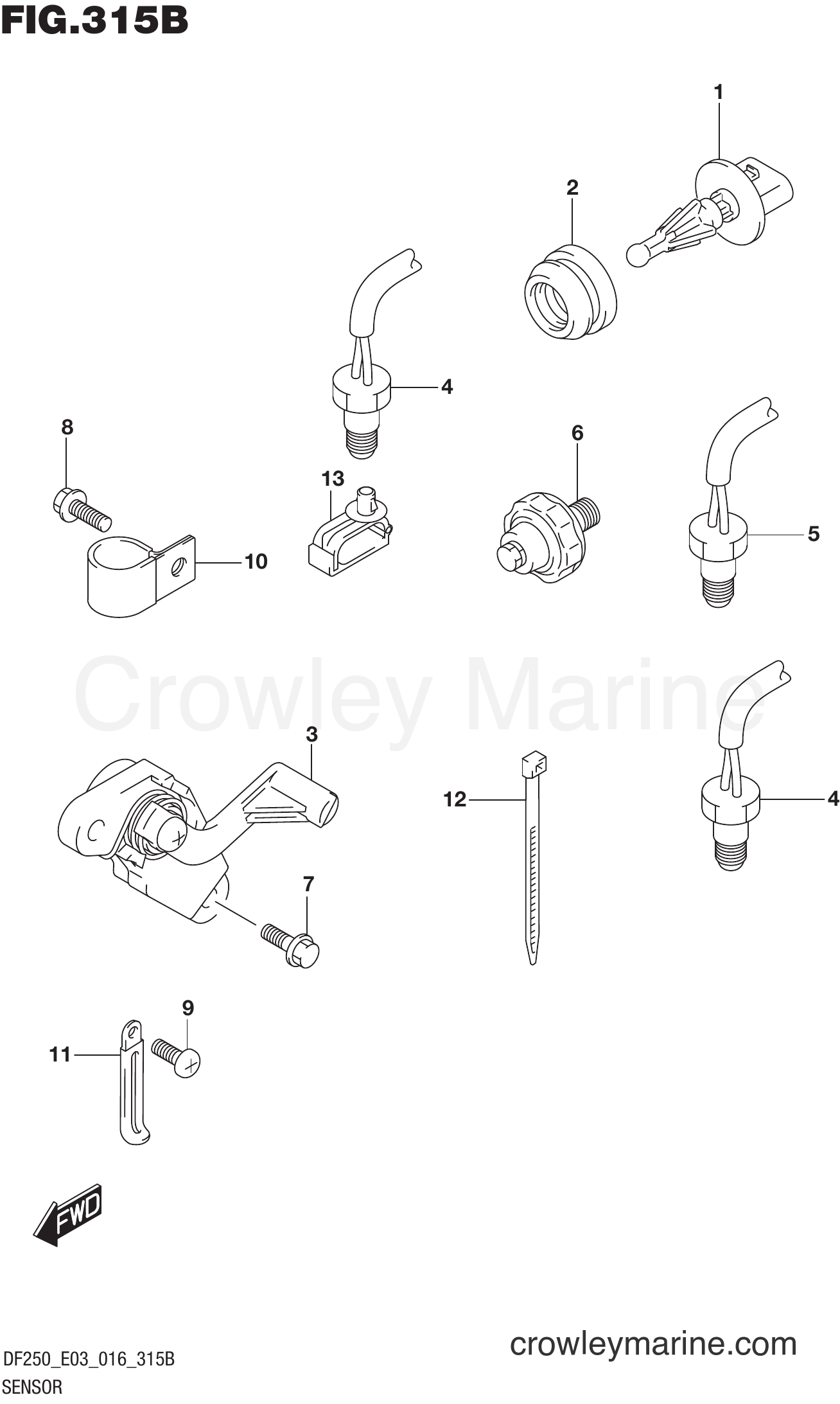 Suzuki Marine DF225Z 610001 - SENSOR (DF200Z E03)