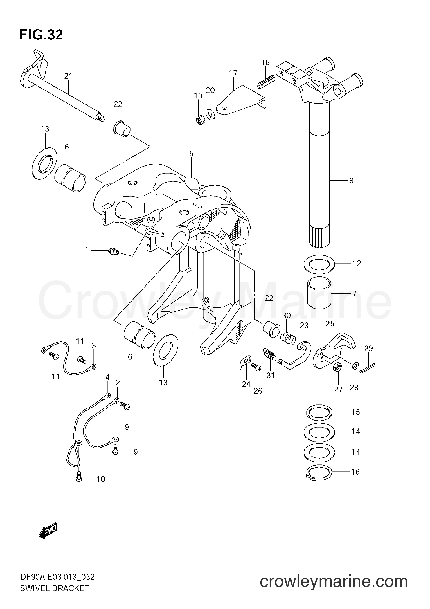 Suzuki Marine DF90A 09003F-310001~ - SWIVEL BRACKET