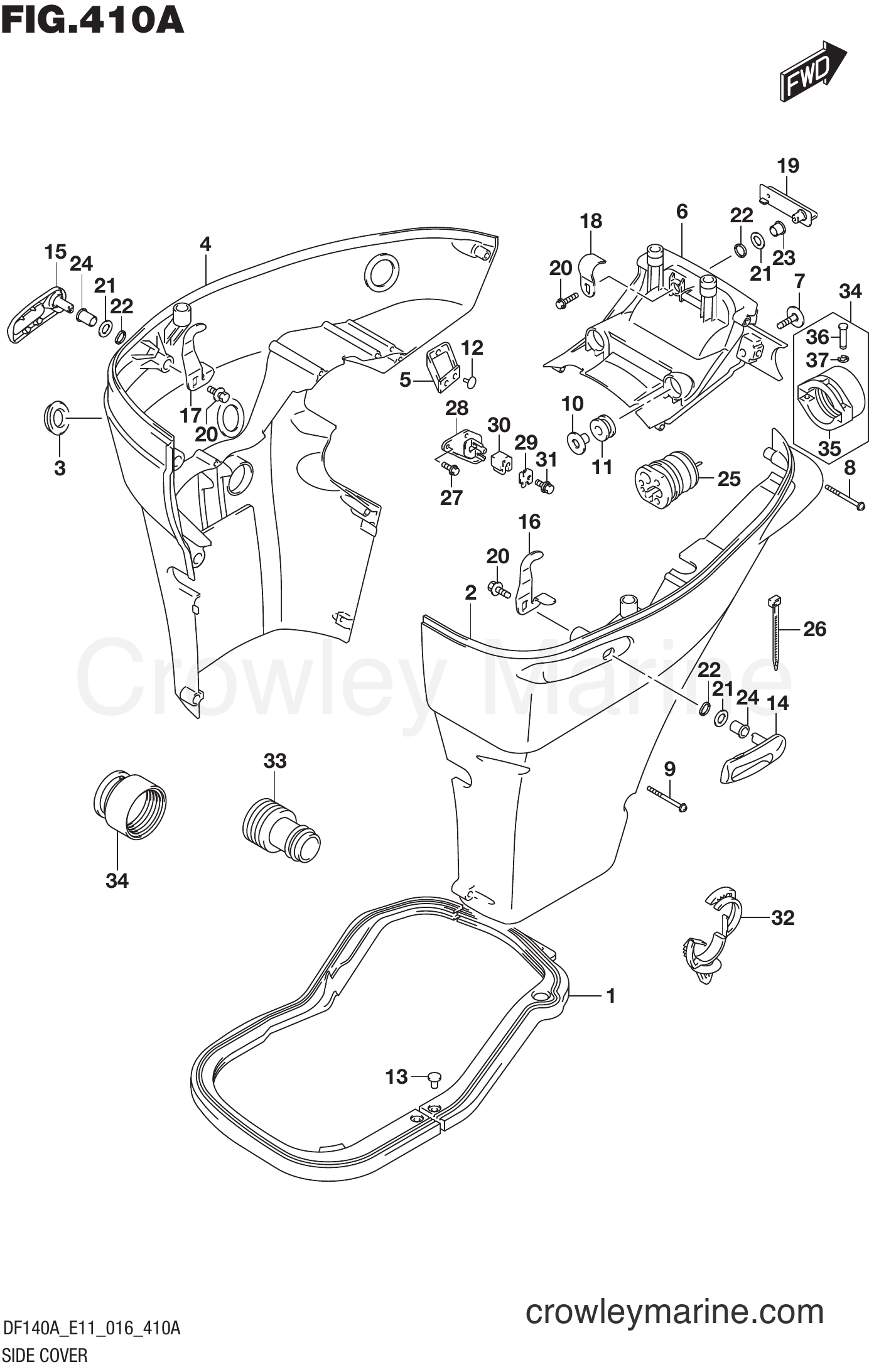 Suzuki Marine DF115AZ 610001~ - SIDE COVER (DF100AT E11)