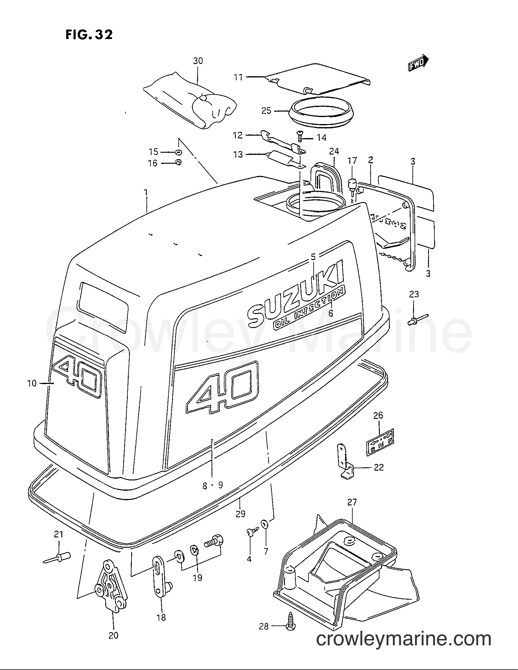 Suzuki Marine DT40C - ENGINE COVER (MODEL:89~93)