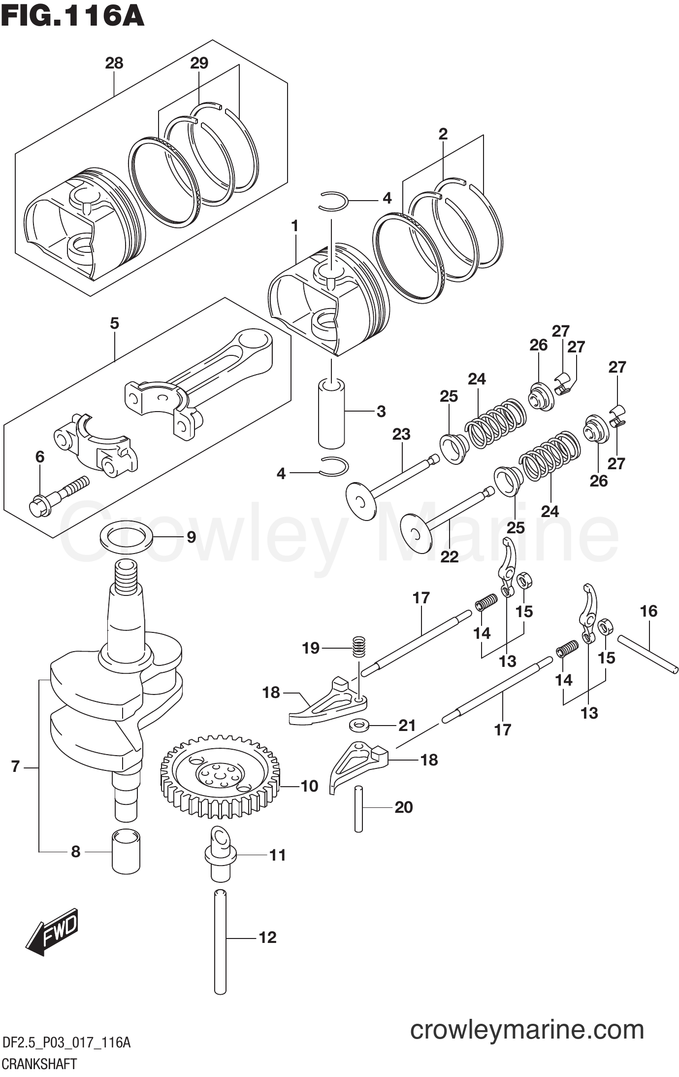 Suzuki Marine DF2.5 00252F-710001~ - CRANKSHAFT