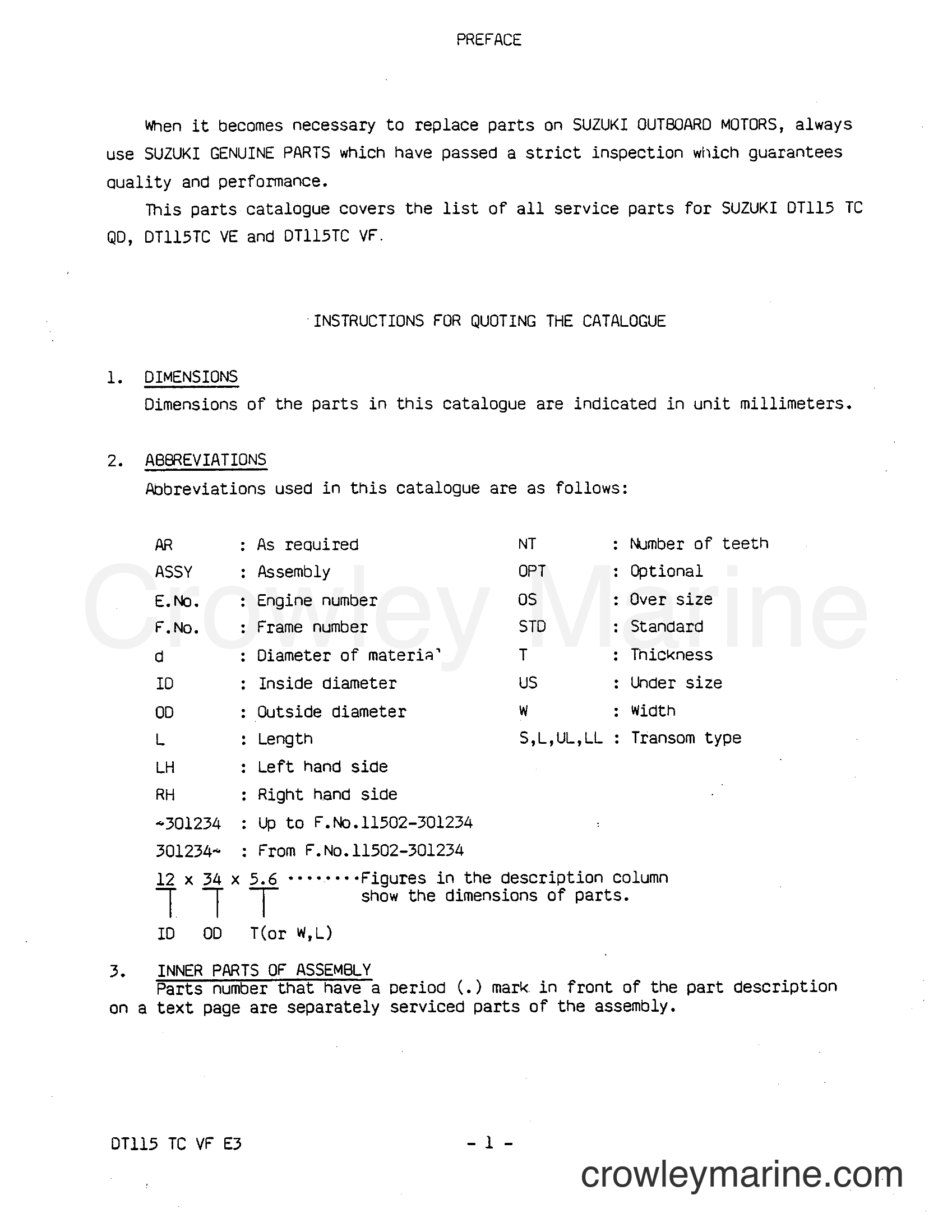 1983 Two-Stroke Outboard 115 - DT115 - PREFACE