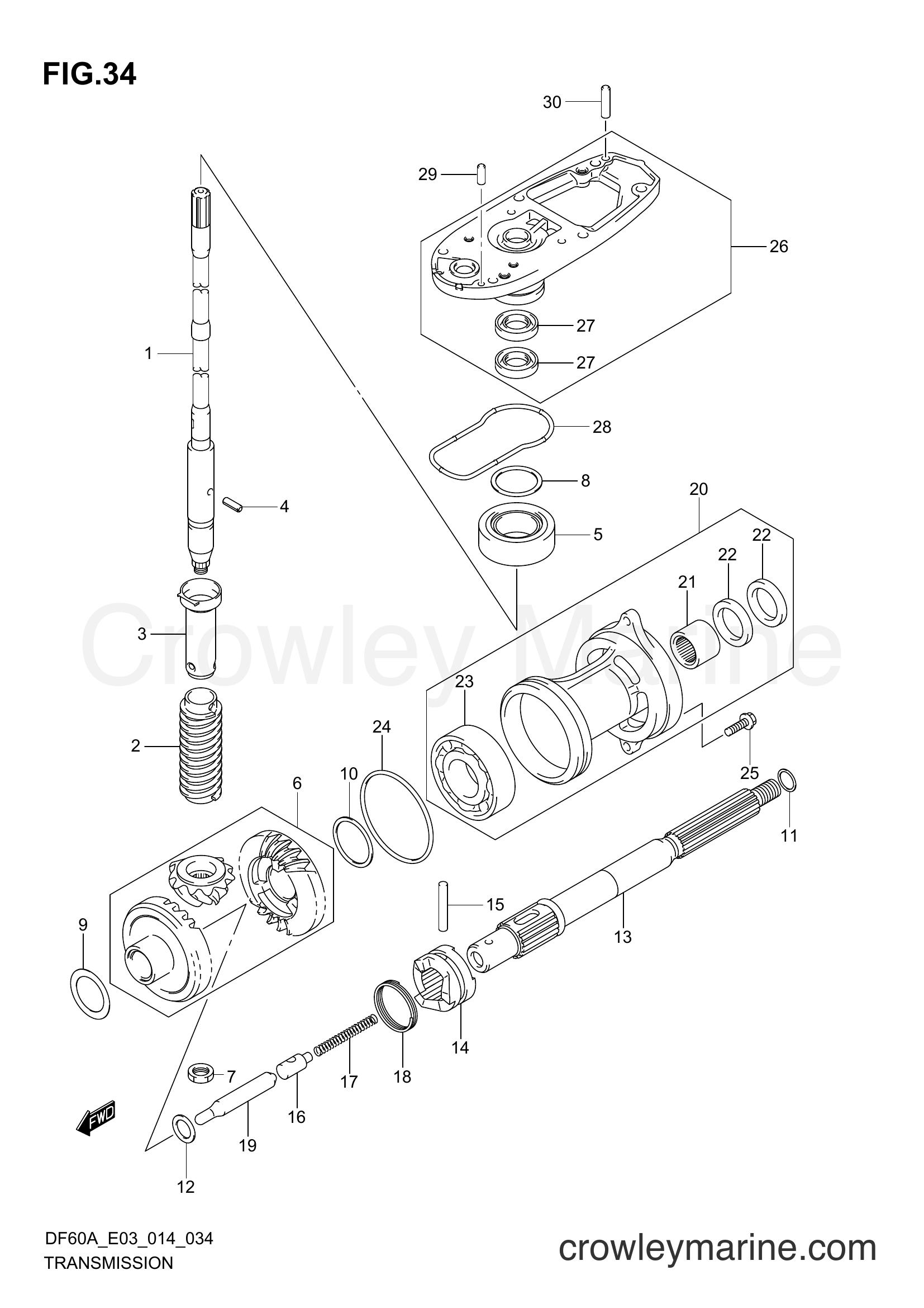 Suzuki Marine DF40A 410001~ - TRANSMISSION (DF40A E03)