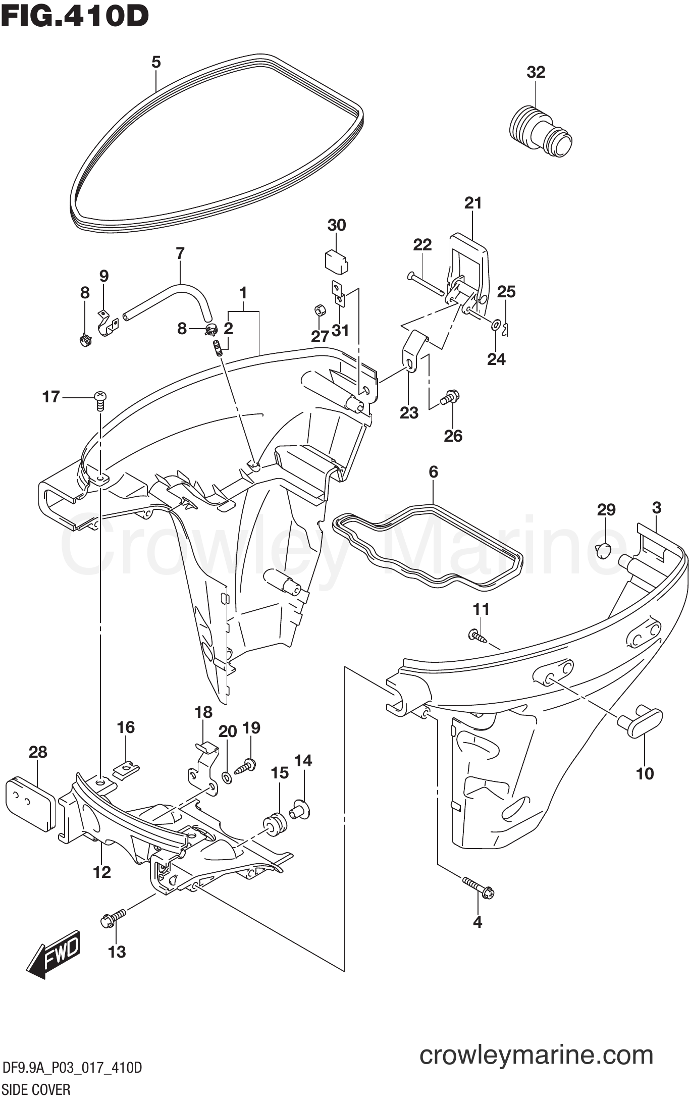 Suzuki Marine DF8AR 710001~ - SIDE COVER (DF9.9AR P03)