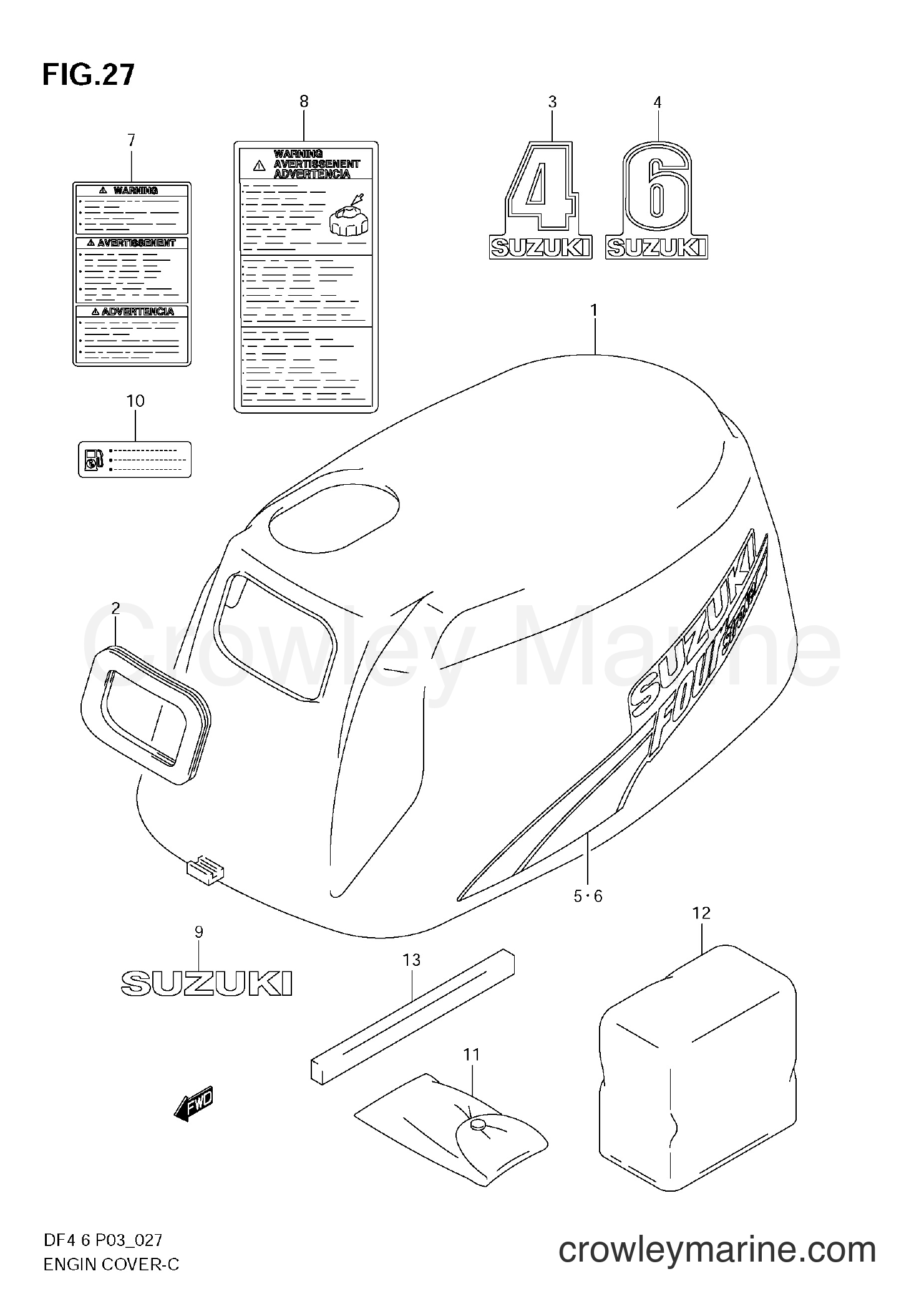 Suzuki Marine DF6 - ENGINE COVER (MODEL:03~09)