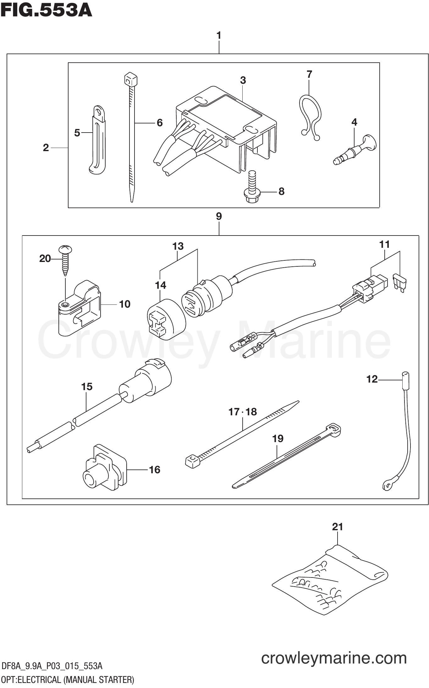 Suzuki Marine DF9.9A 510001~ - OPT:ELECTRICAL (MANUAL STARTER) (DF8A P03)