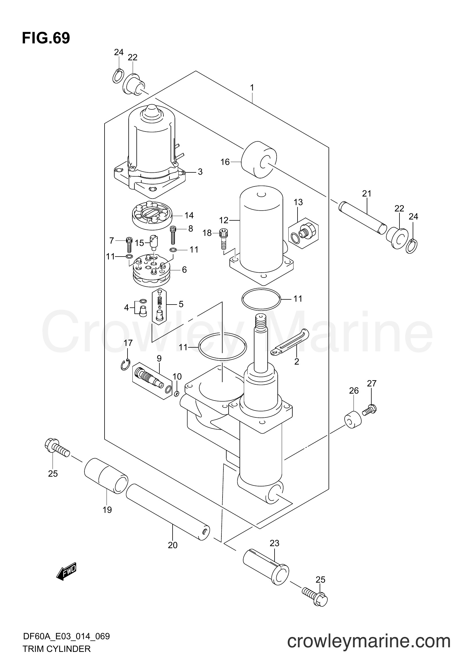 Suzuki Marine DF50A 410001~ - TRIM CYLINDER (DF60A E03)