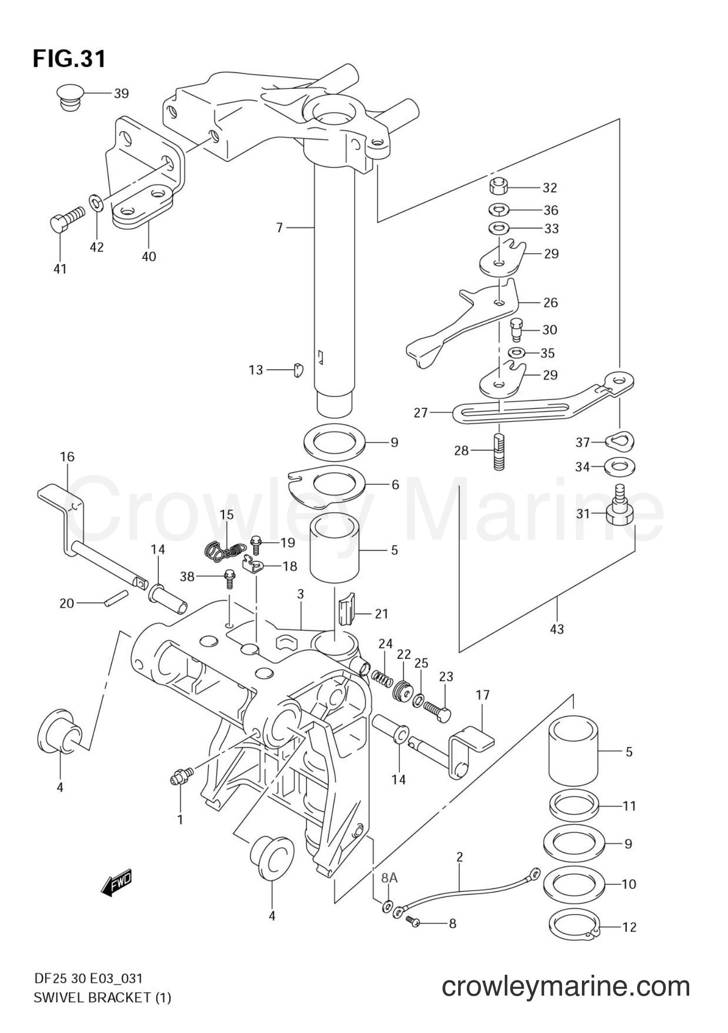 Suzuki Marine DF25 - SWIVEL BRACKET