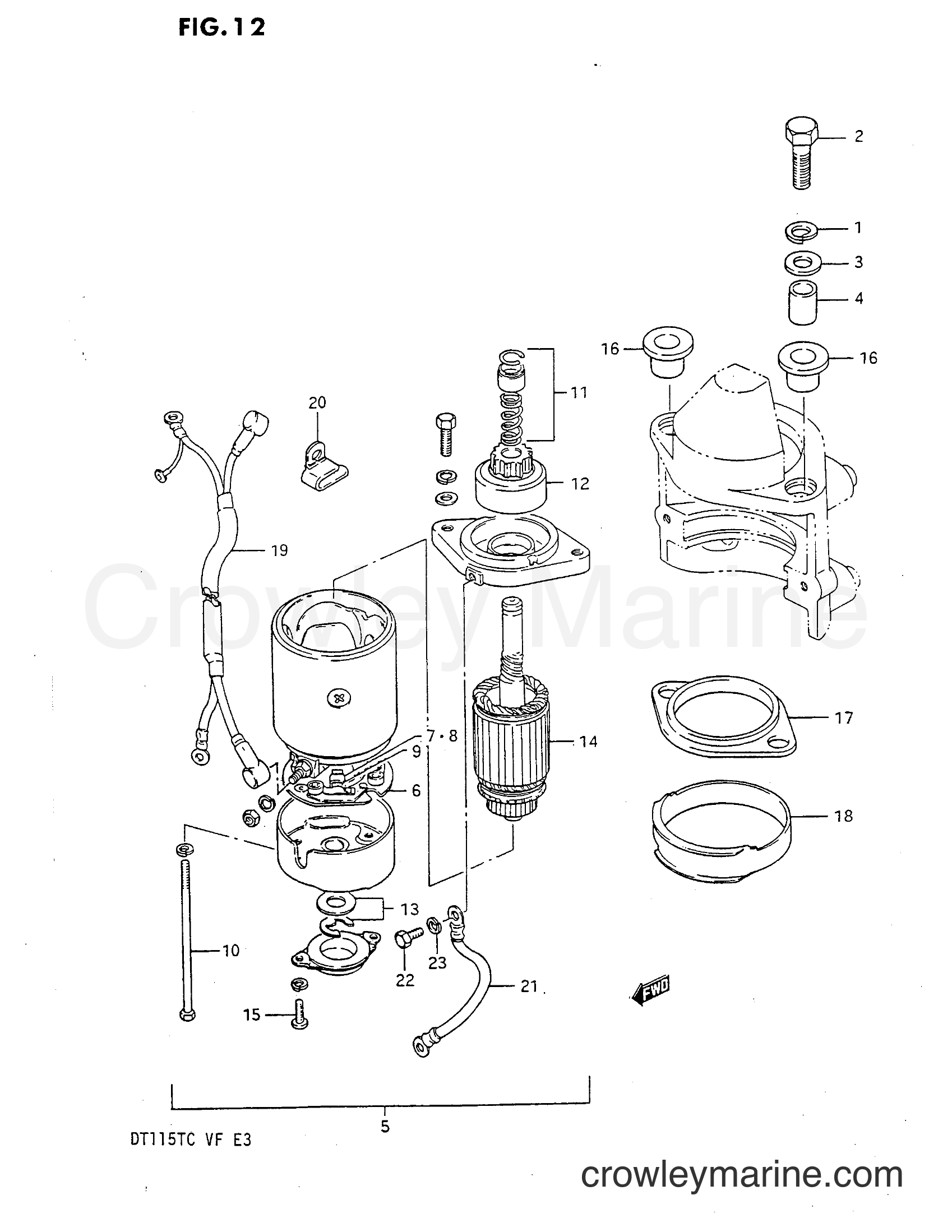 1983 Two-Stroke Outboard 115 - DT115 - STARTING MOTOR (MODEL QD/VE)
