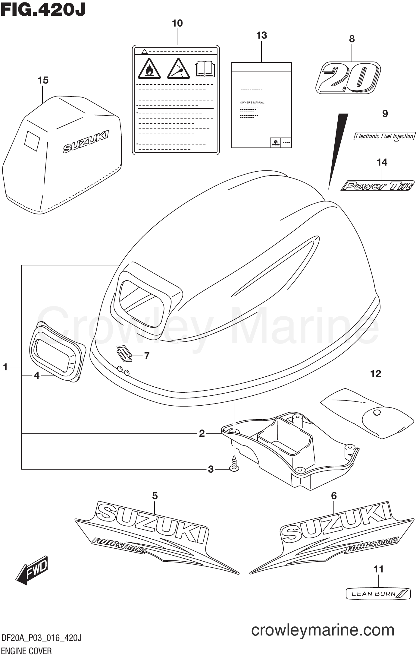 Suzuki Marine DF15A 610001~ - ENGINE COVER (DF20AT P03)
