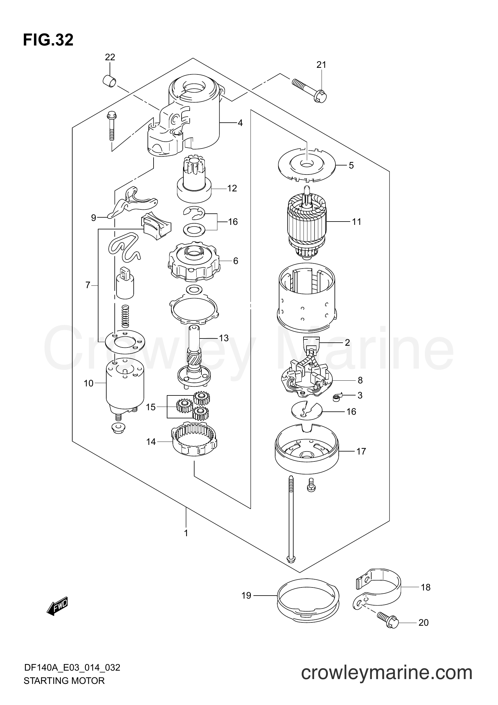 Suzuki Marine DF140AT 410001~ - STARTING MOTOR