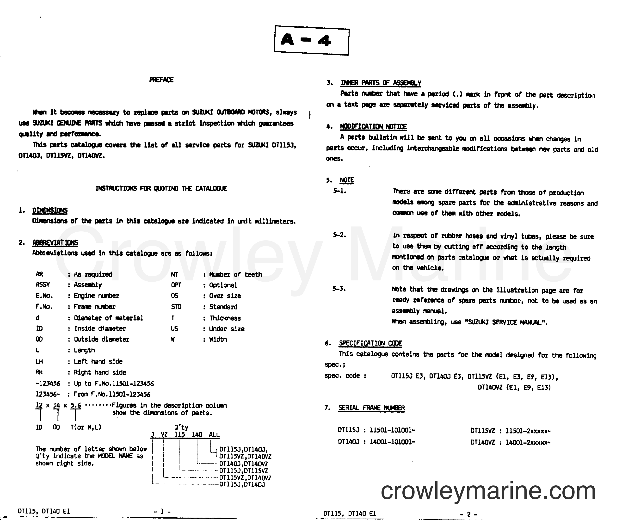 Suzuki Marine DT115 - PREFACE