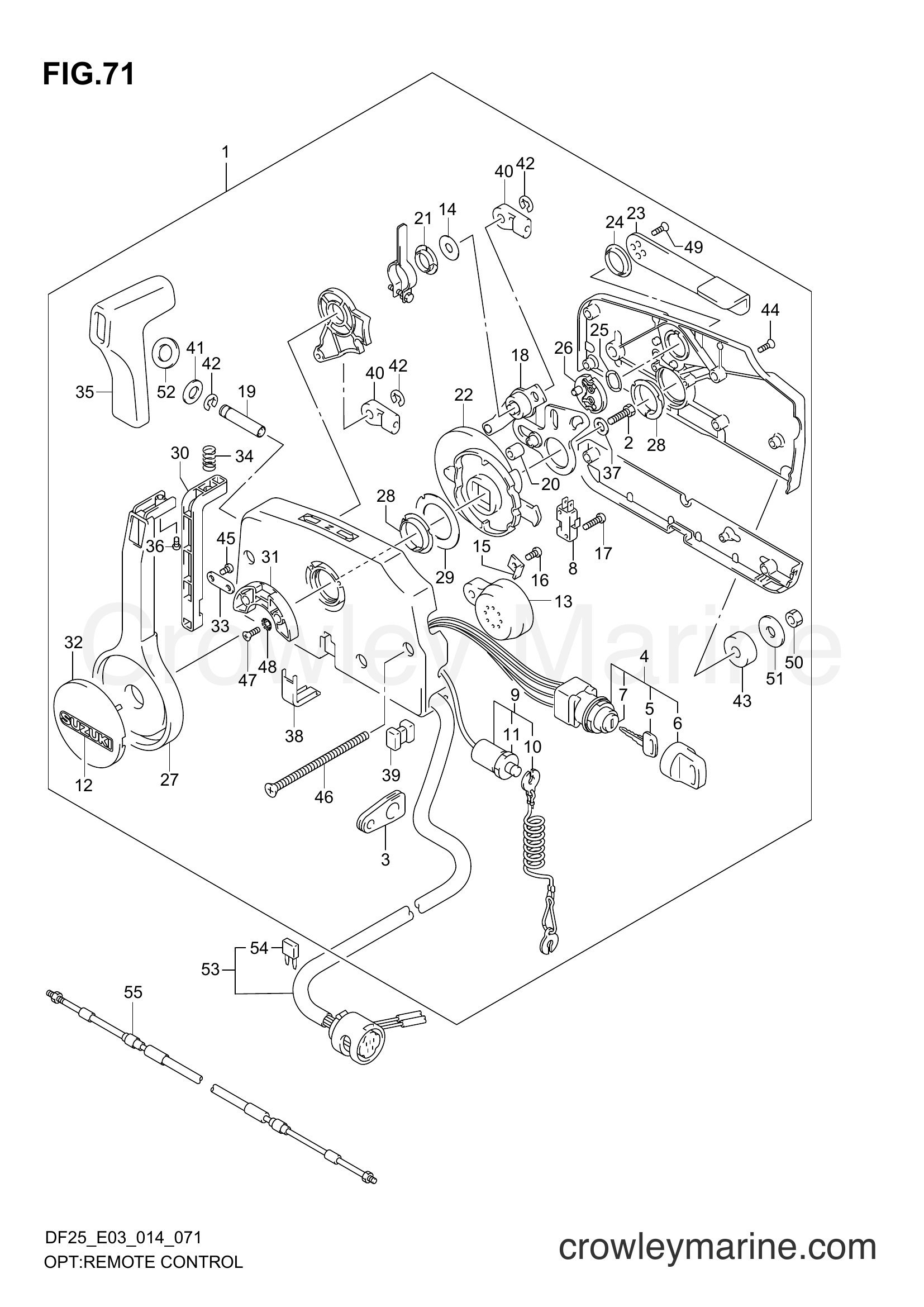 Suzuki Marine DF25 02503F-410001~ - OPT:REMOTE CONTROL (DF25R E03)