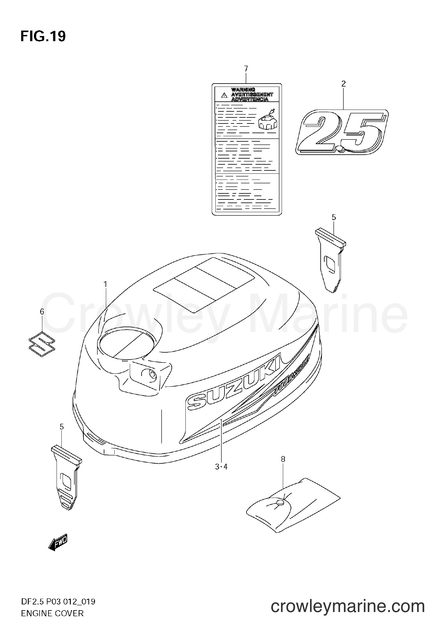 Suzuki Marine DF2.5 00252F-210001~ - ENGINE COVER