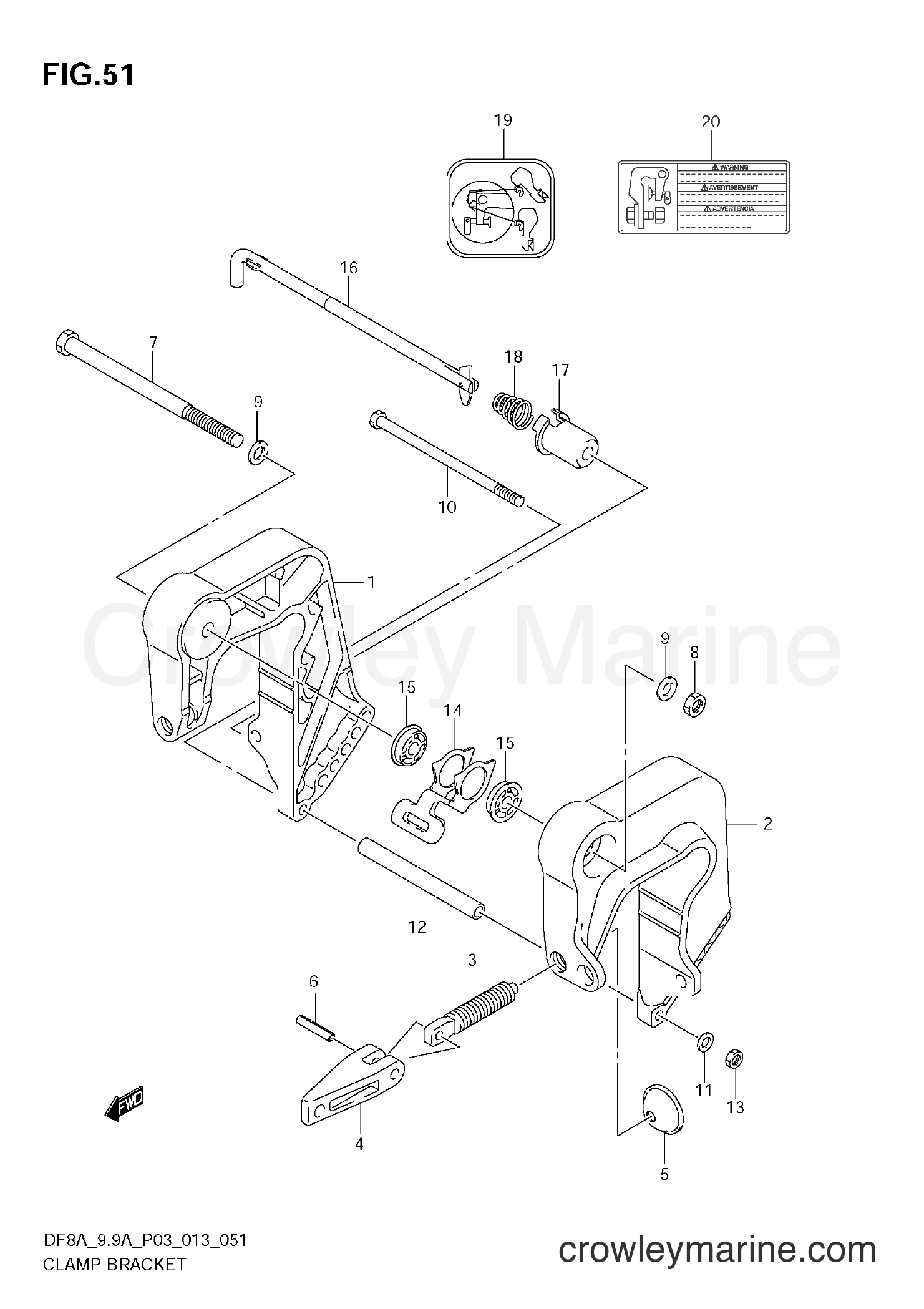 Suzuki Marine DF99A 310001~ - CLAMP BRACKET (DF9,9A E03)