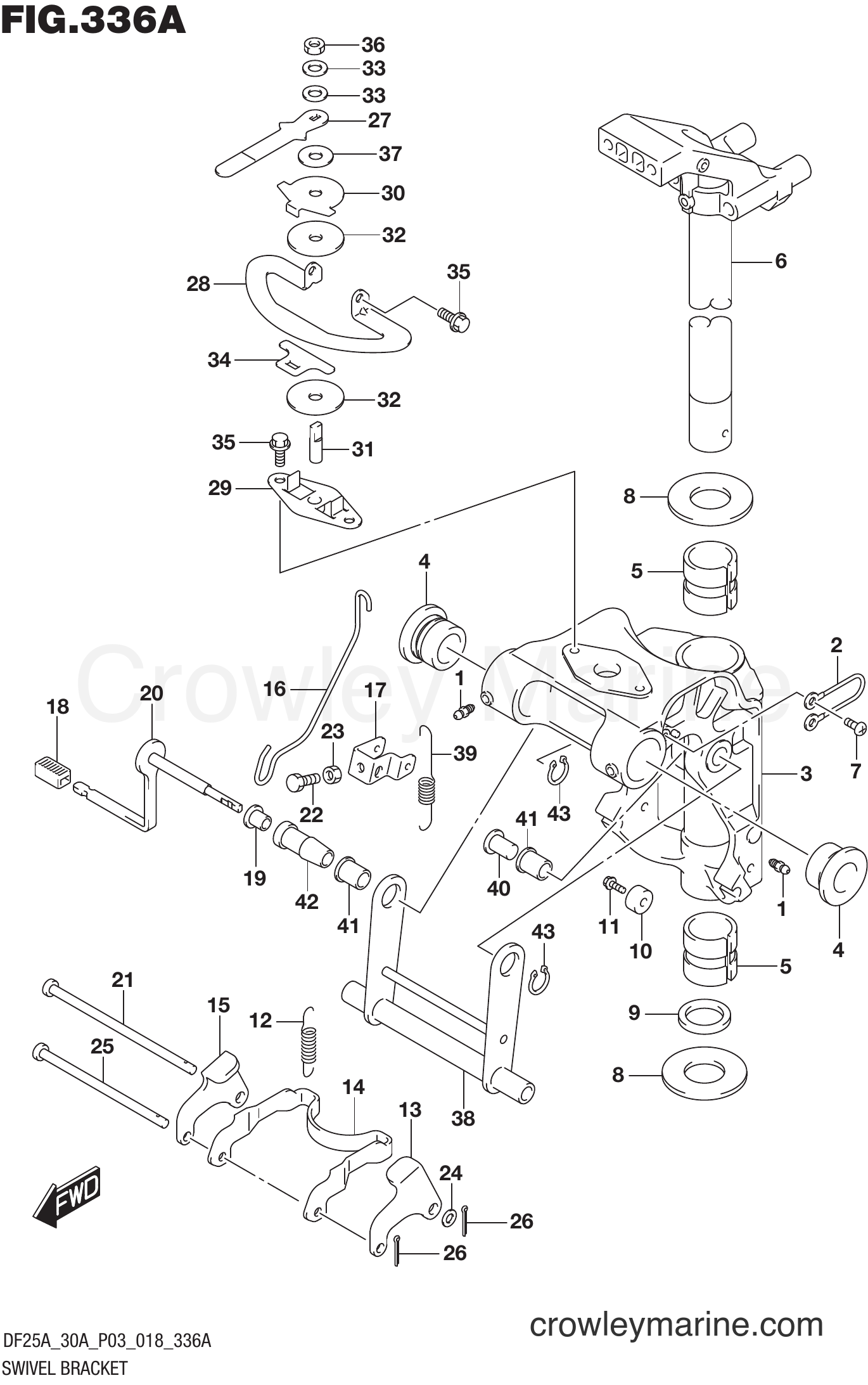 Suzuki Marine DF25AQH 810001~ - SWIVEL BRACKET (DF25A)
