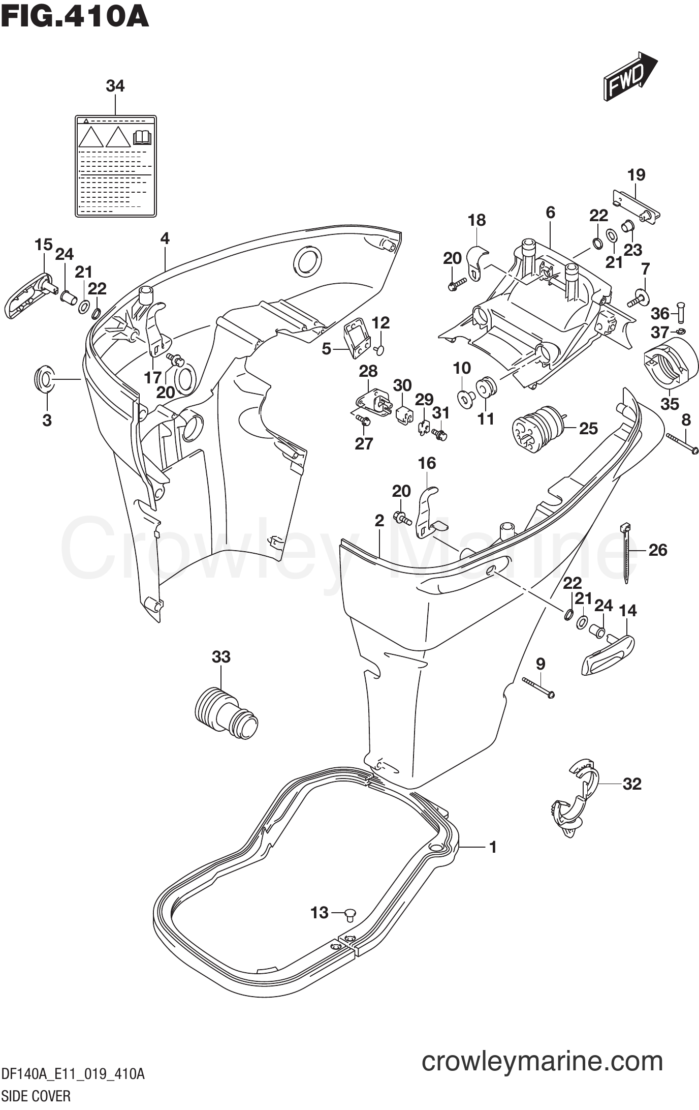 Suzuki Marine DF115AST 910001~ - SIDE COVER (DF100AT)