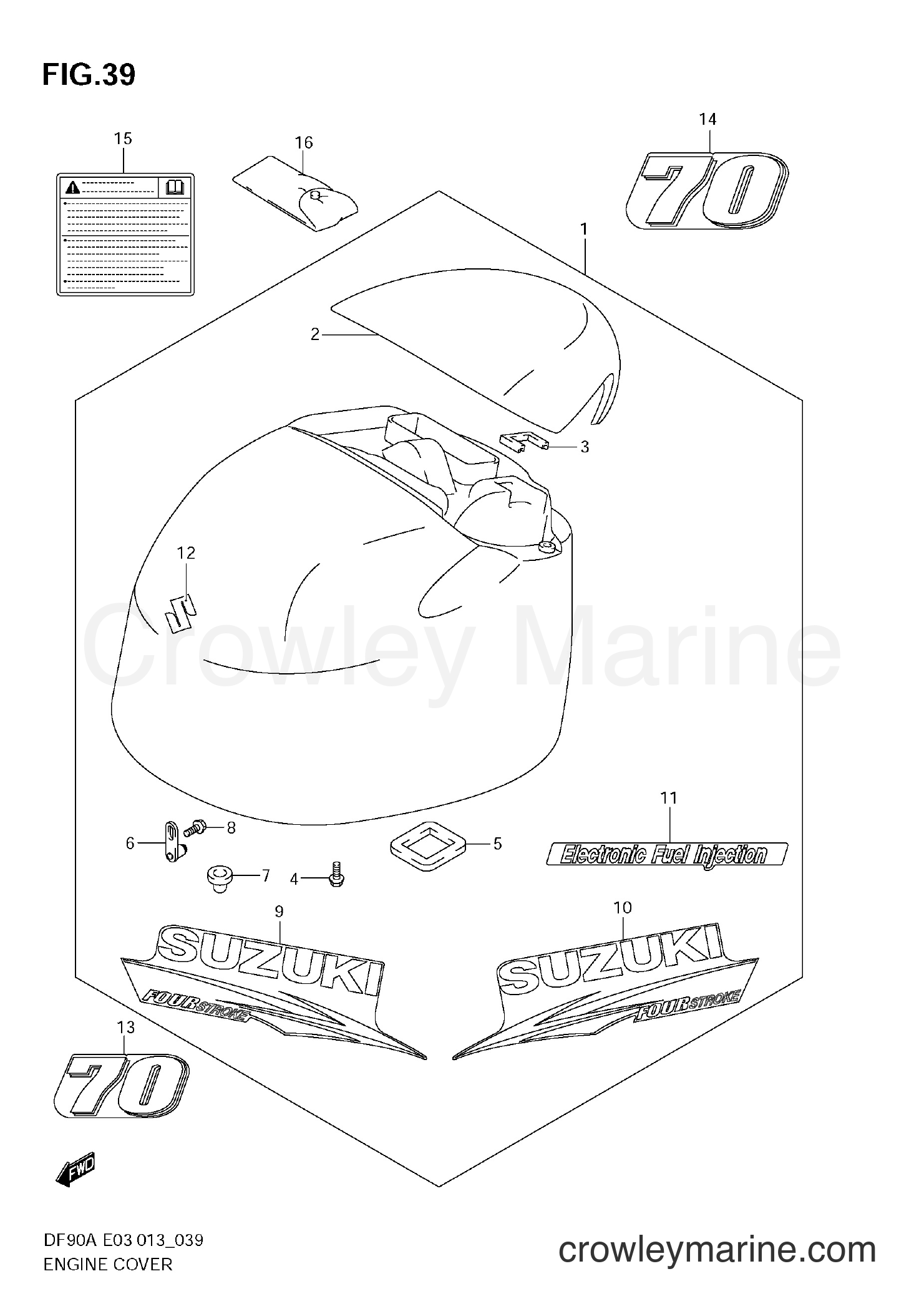Suzuki Marine DF80A 08002F-310001~ - ENGINE COVER (DF70A E3)
