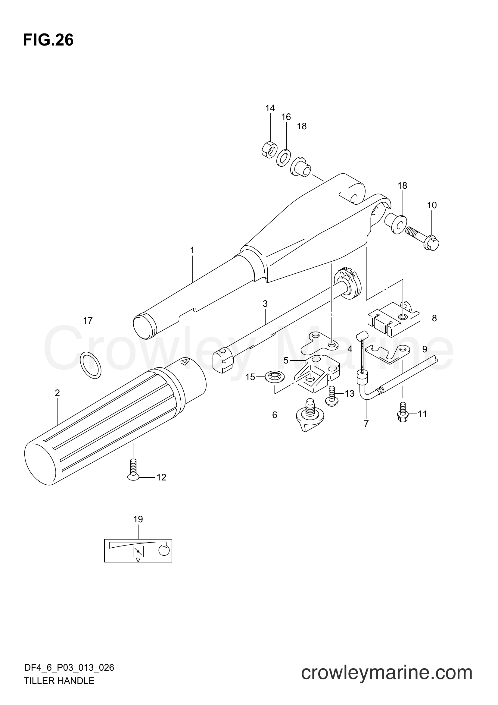 Suzuki Marine DF6 00602F-310001~ - TILLER HANDLE