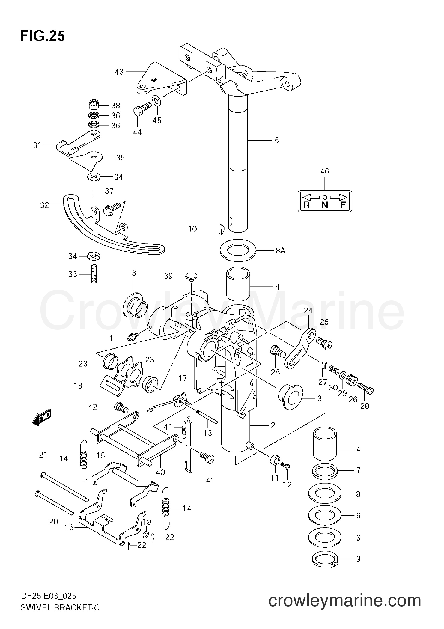 Suzuki Marine DF25 - SWIVEL BRACKET