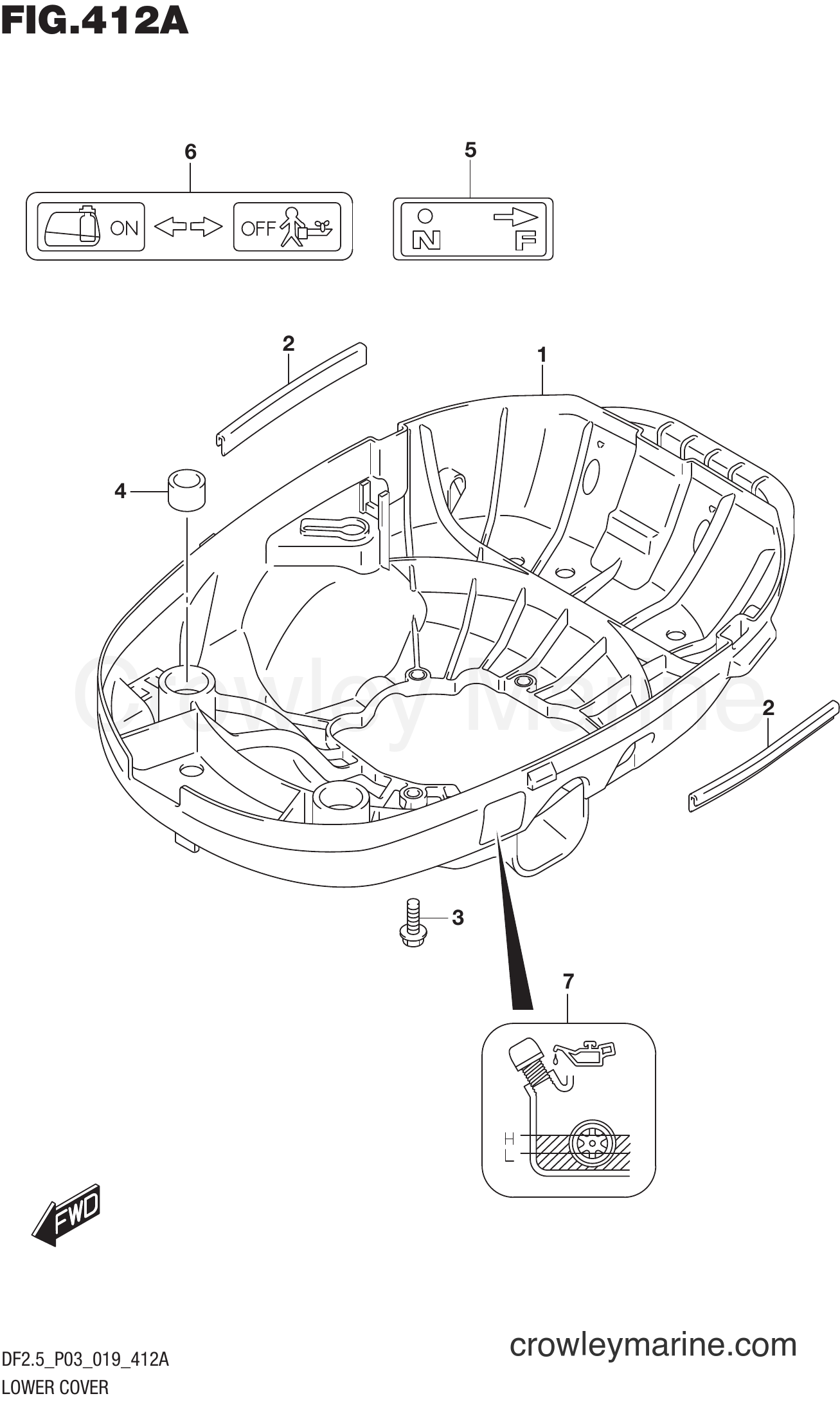 Suzuki Marine DF2.5 00252F-910001~ - LOWER COVER