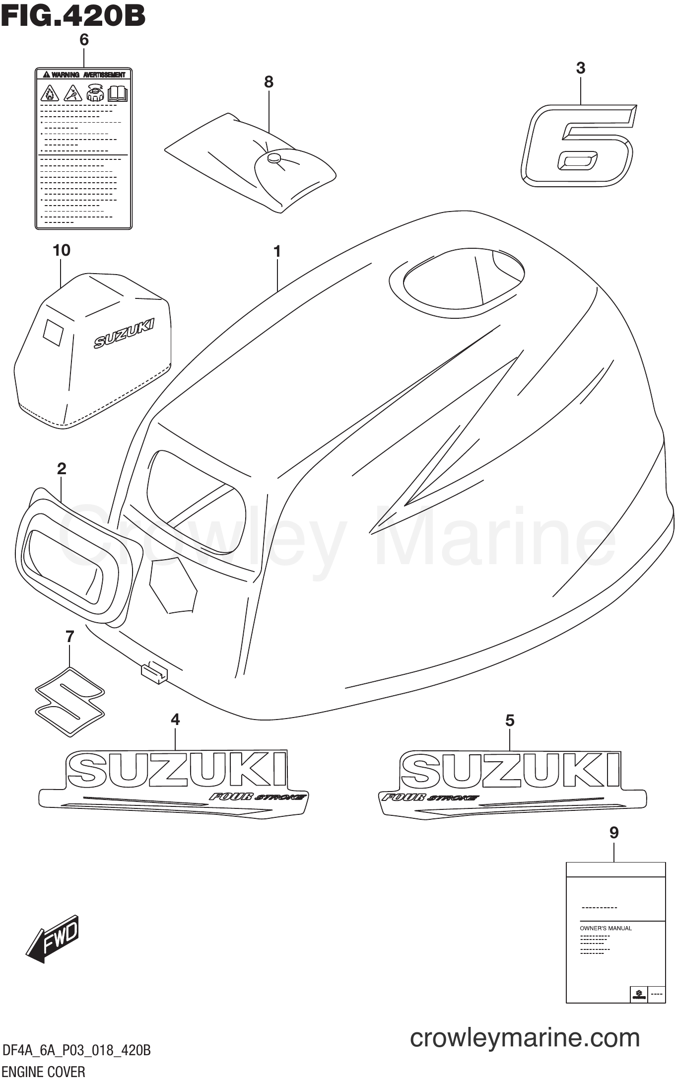 Suzuki Marine DF4A 810001~ - ENGINE COVER (DF6A)