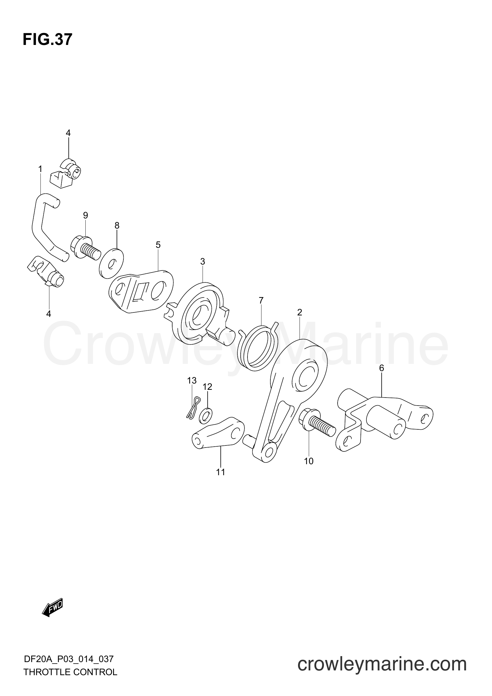 Suzuki Marine DF9.9B 02002F-410001~ - THROTTLE CONTROL (DF15AR P03)