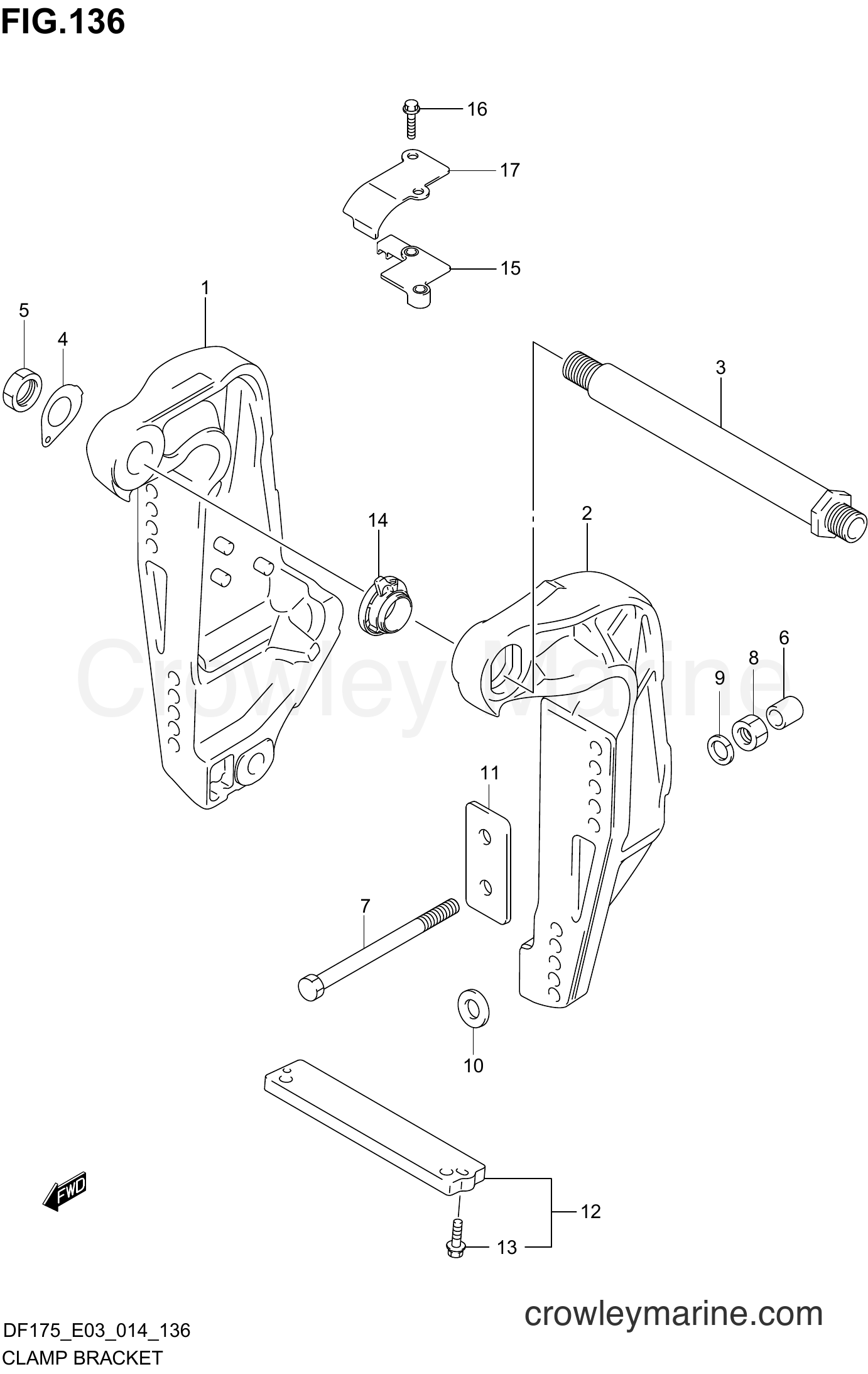 Suzuki Marine DF150 41001~ - CLAMP BRACKET (DF175ZG E03)