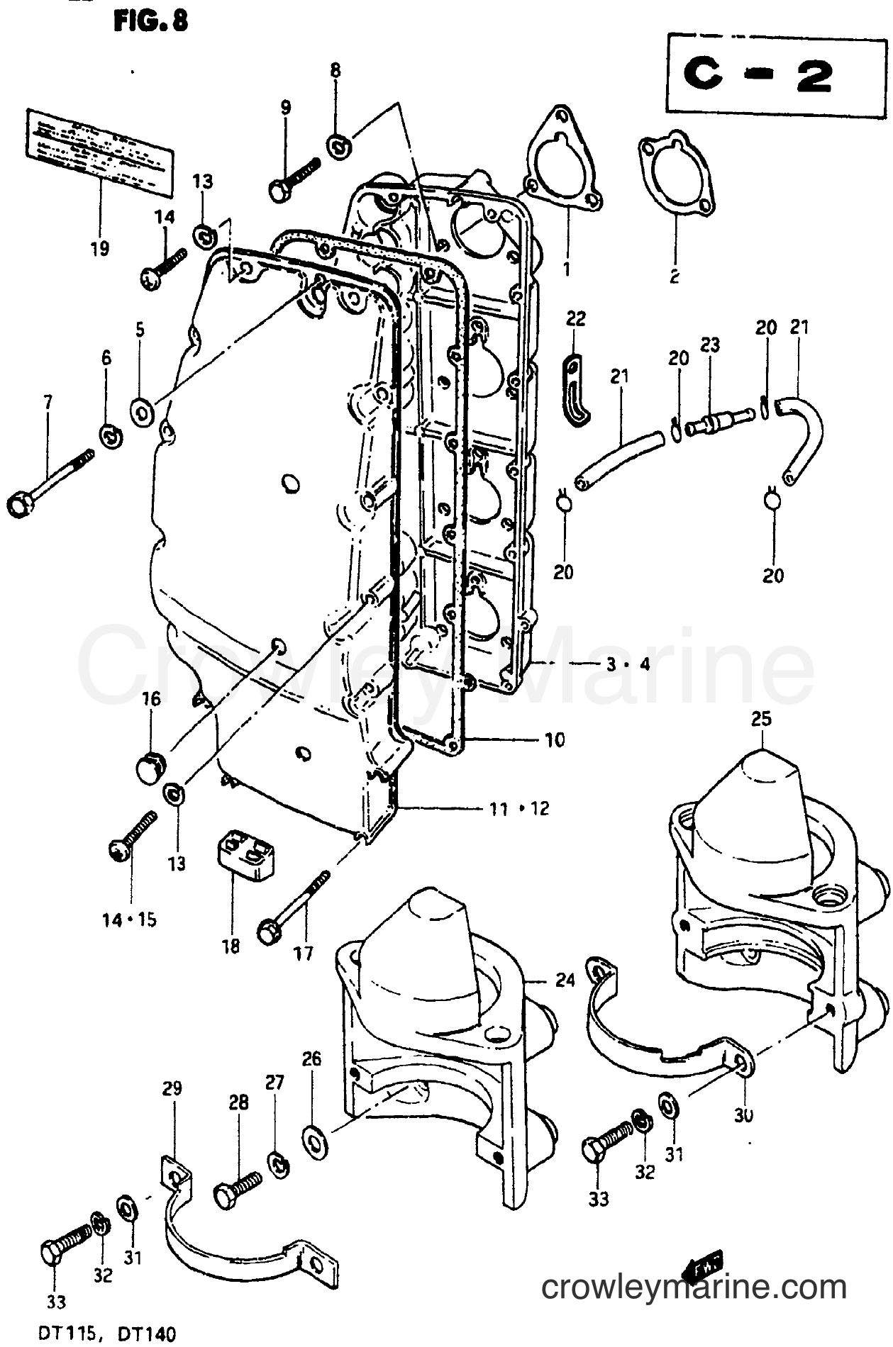 Suzuki Marine DT115 - SILENCER - MOTOR BRACKET