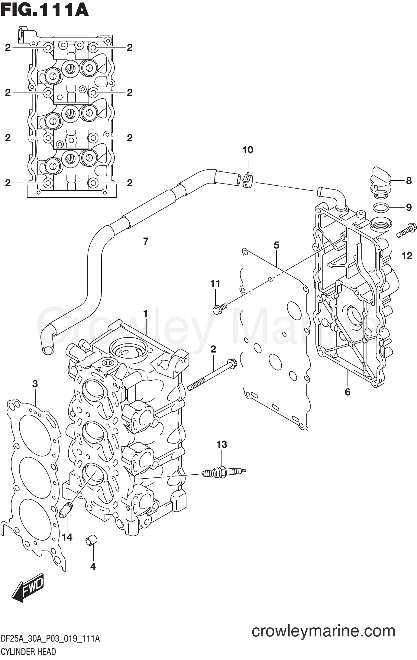 Suzuki Marine DF25AT 910001~ - CYLINDER HEAD