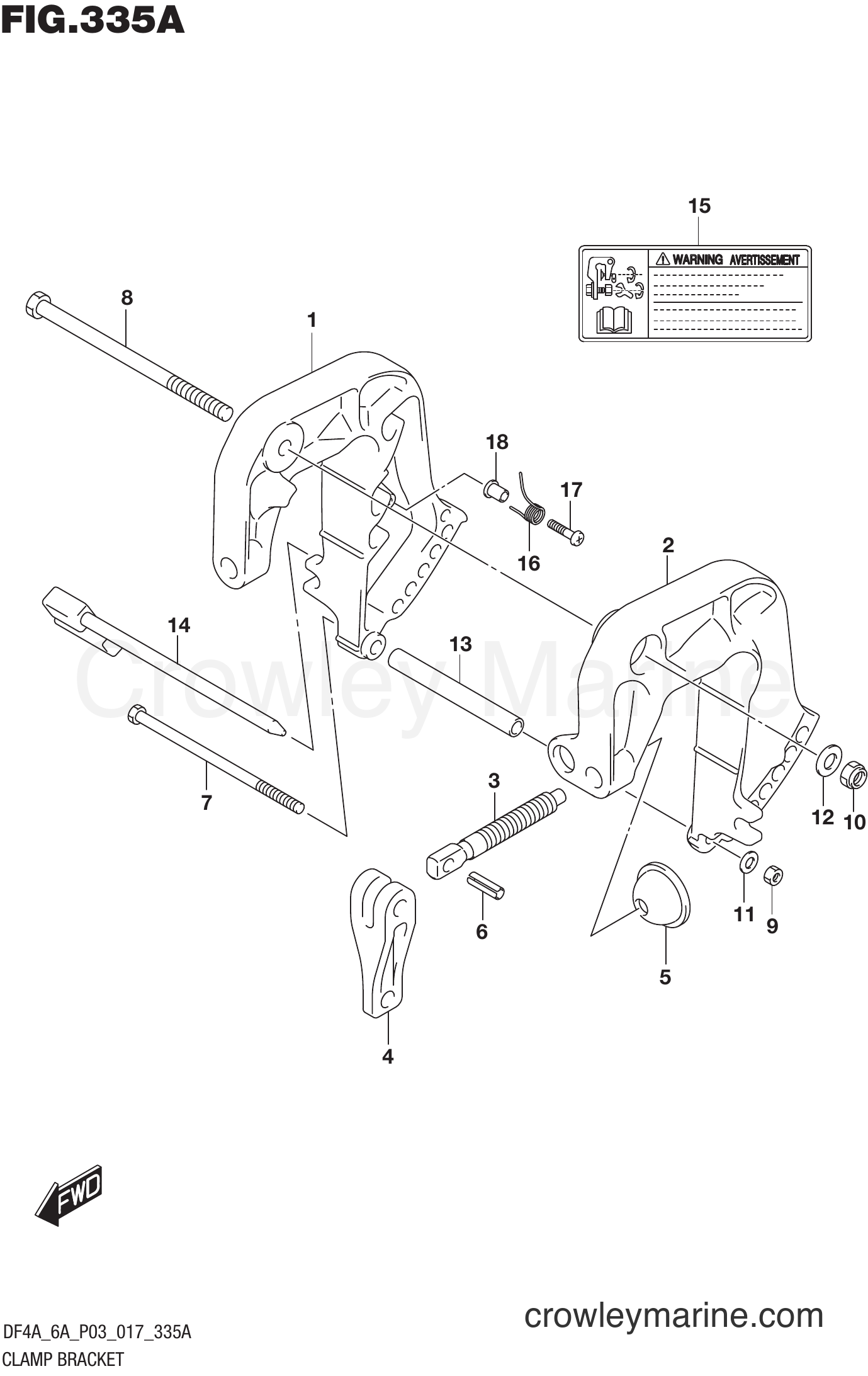 Suzuki Marine DF6A 710001~ - CLAMP BRACKET