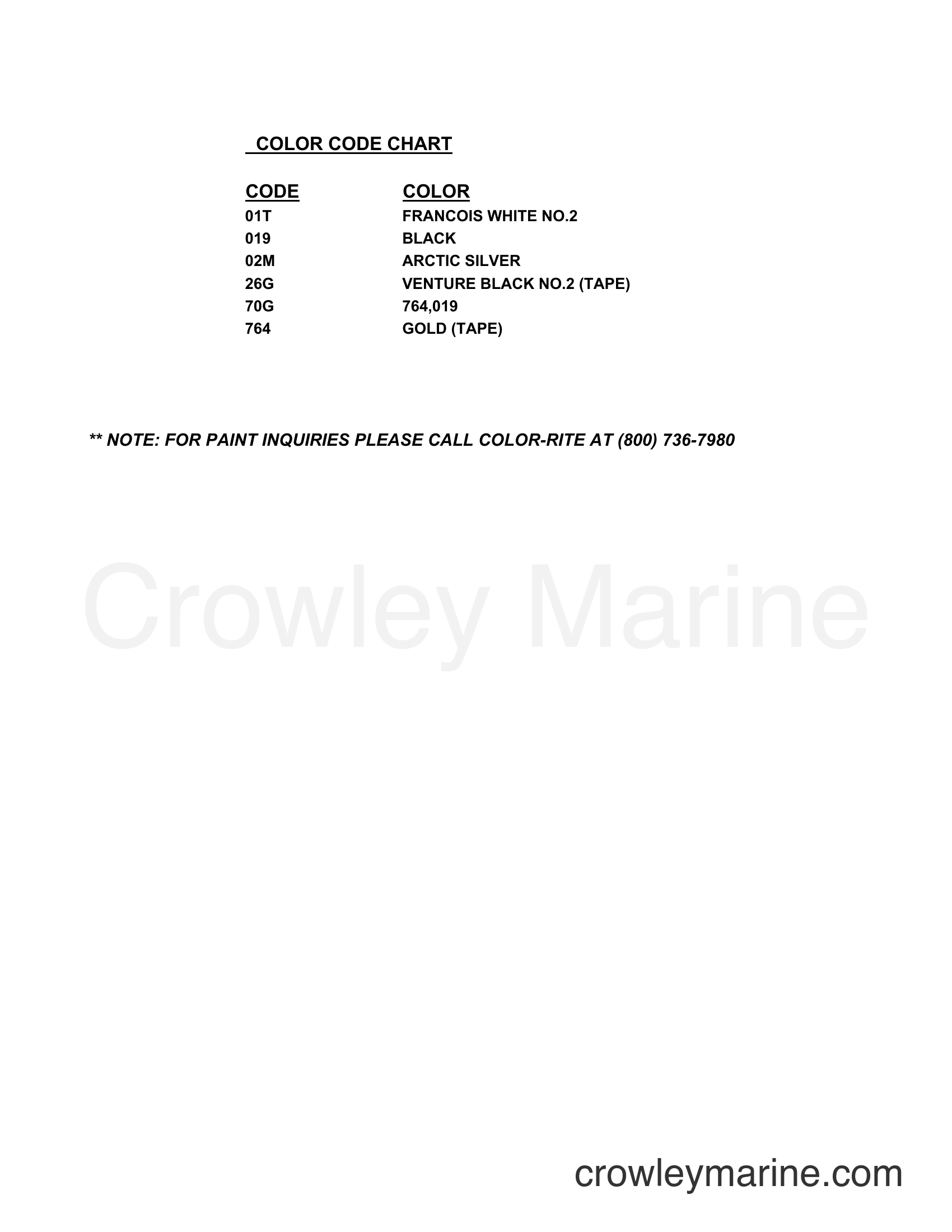 Suzuki Marine DT20 - COLOR CHART