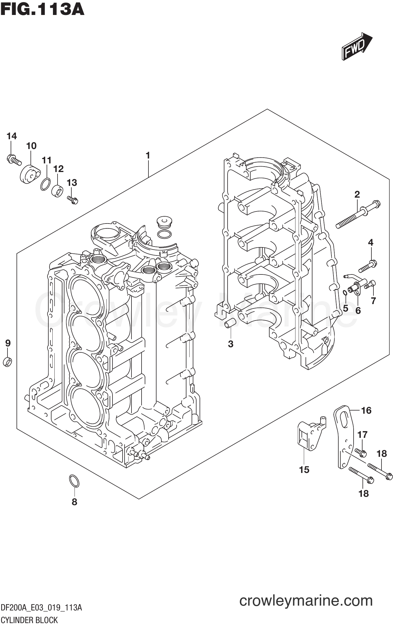 Suzuki Marine DF150AT 910001~ - CYLINDER BLOCK