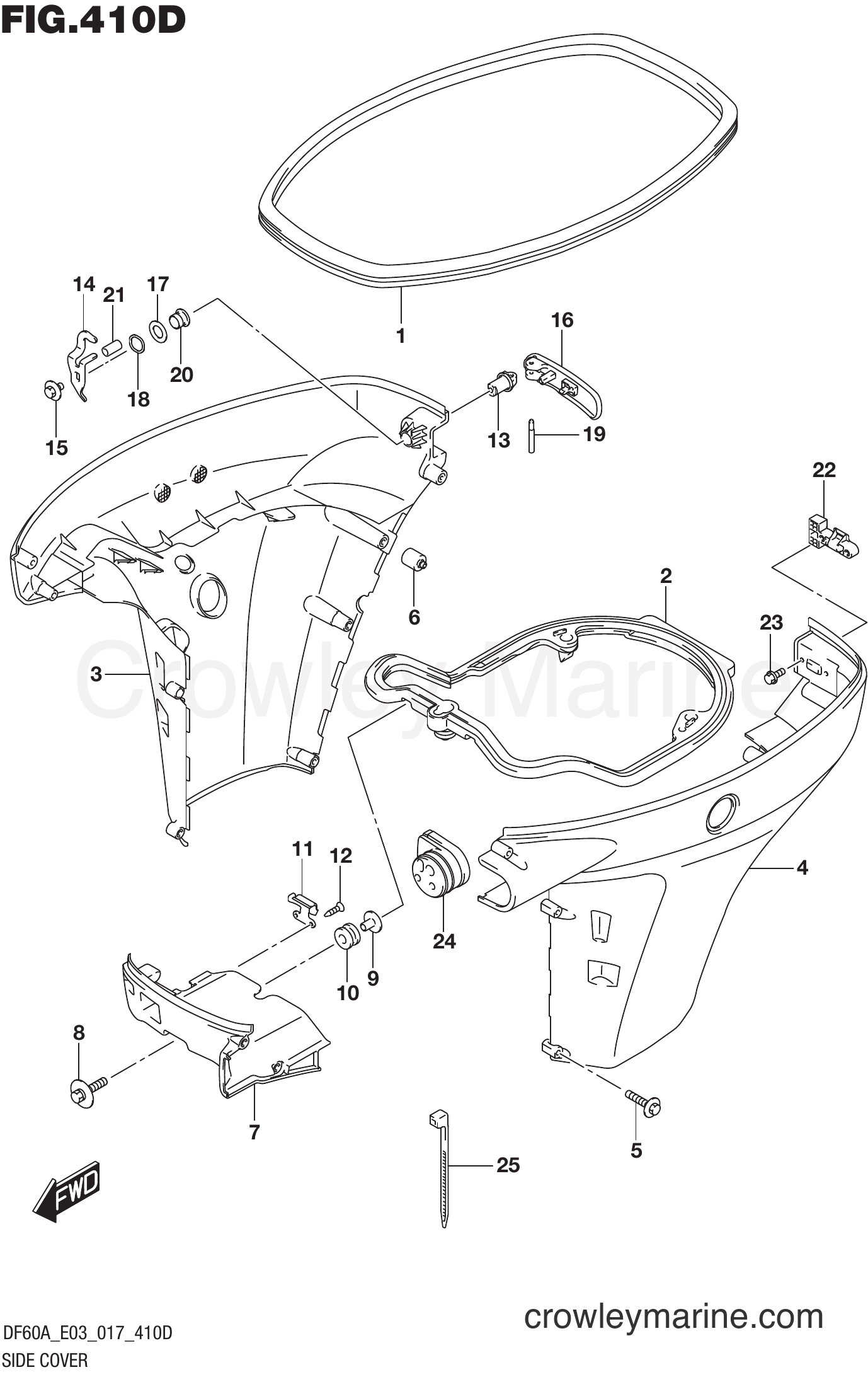 Suzuki Marine DF60A 710001~ - SIDE COVER (DF50AVT E03)