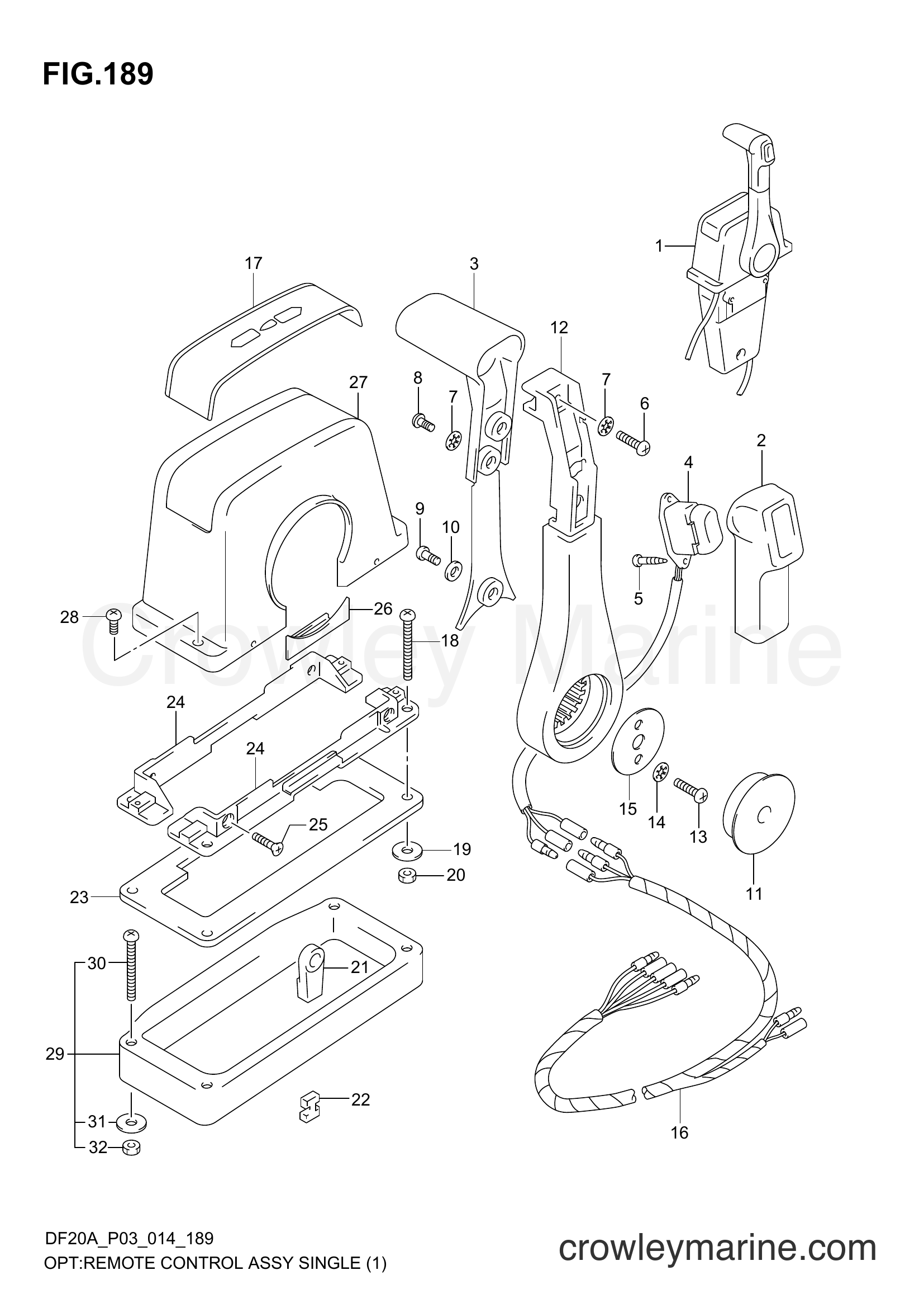 Suzuki Marine DF9.9B 02002F-410001~ - OPT:REMOTE CONTROL ASSY SINGLE (1) (DF15A P03)