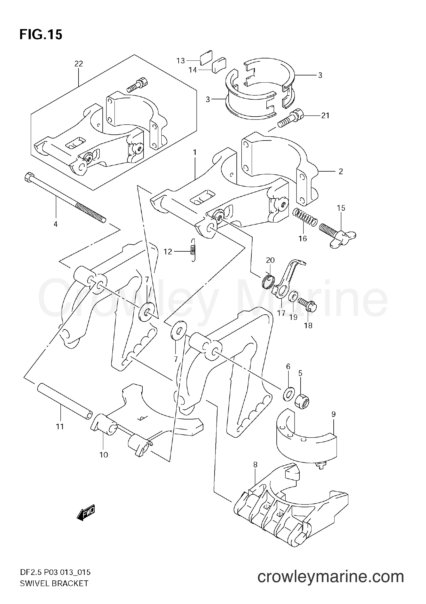 Suzuki Marine DF2.5 00252F-310001~ - SWIVEL BRACKET