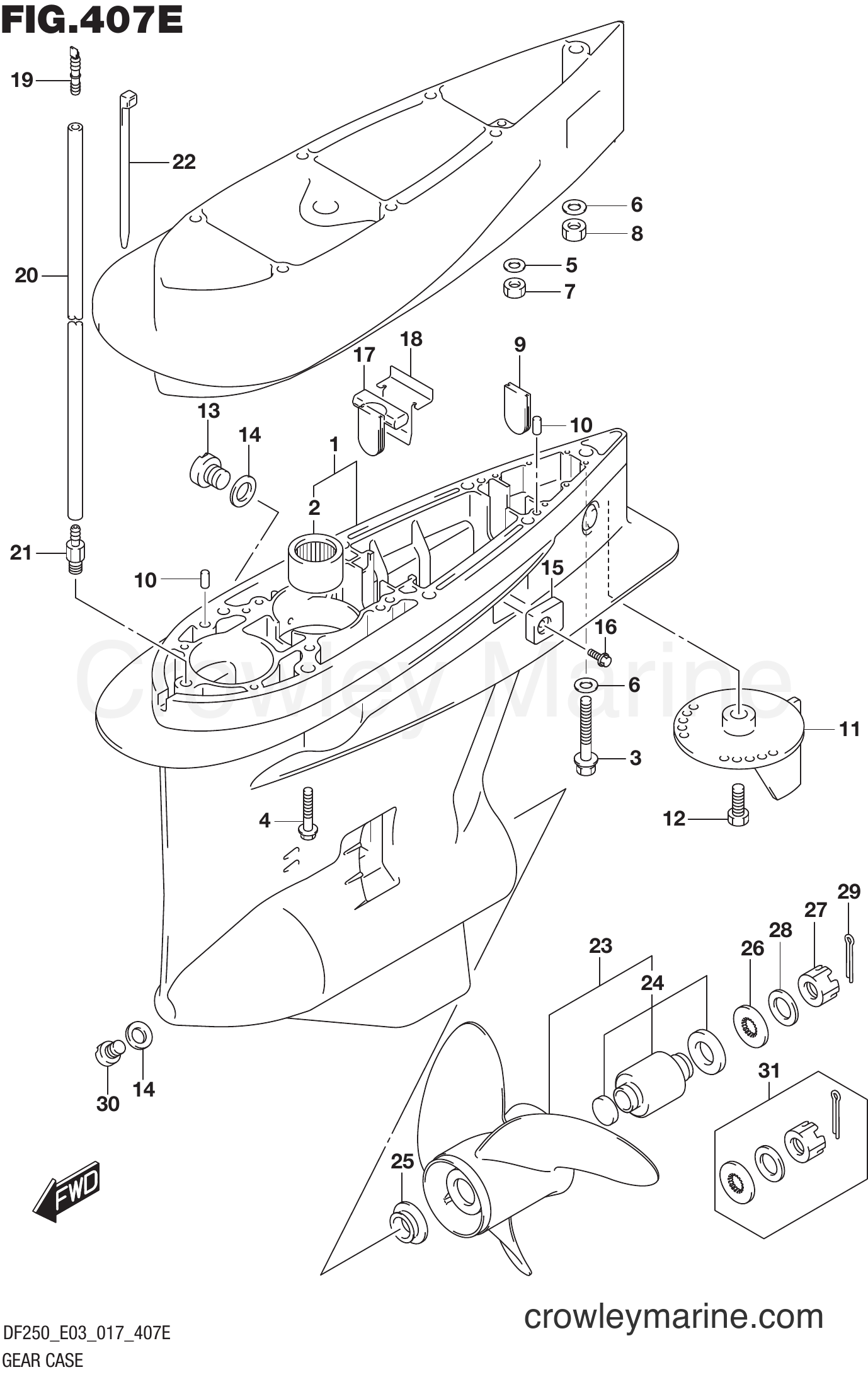 Suzuki Marine DF200Z 710001 - GEAR CASE (DF250T E03)
