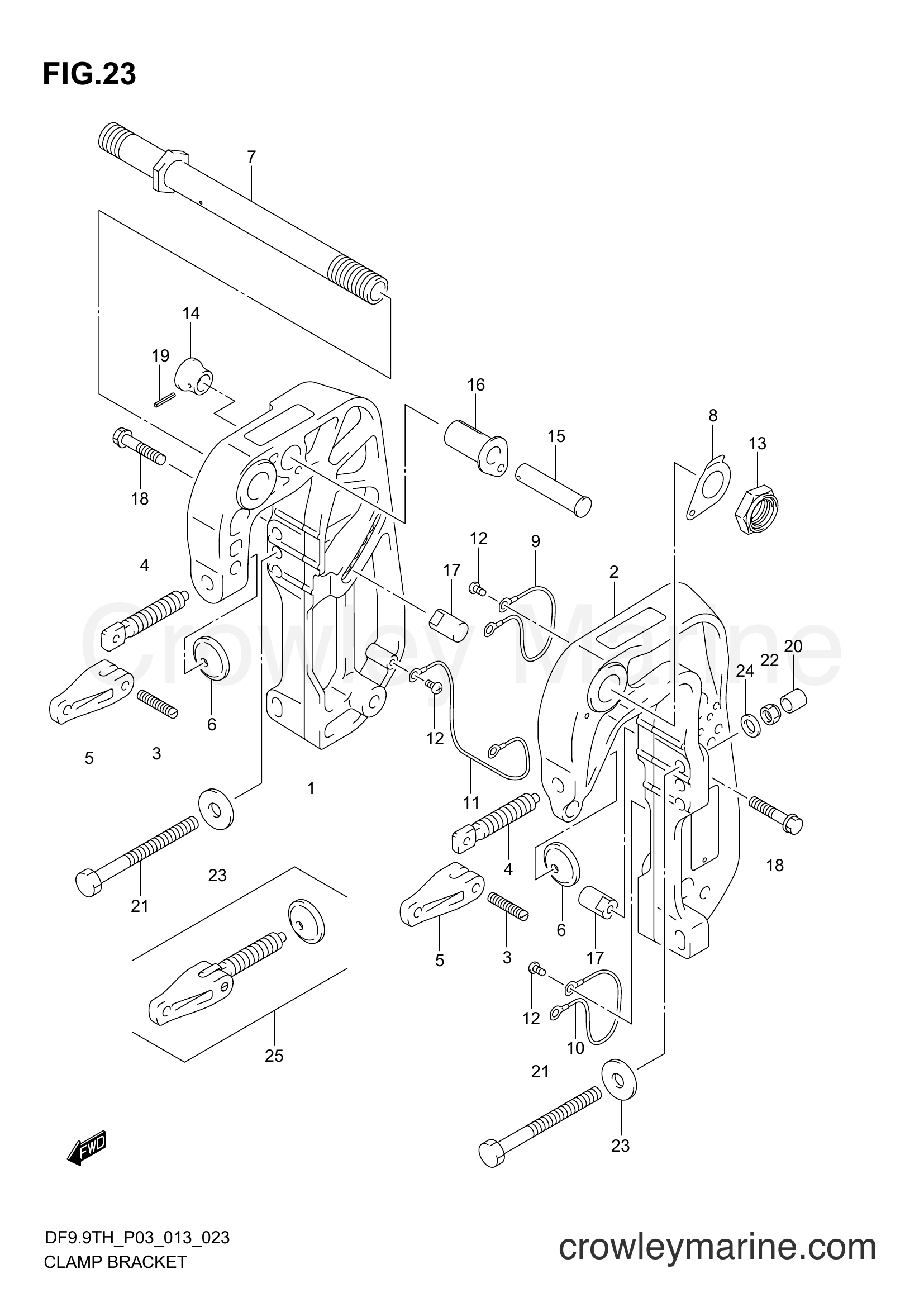 Suzuki Marine DF9.9TH 00993F-310001~ - CLAMP BRACKET