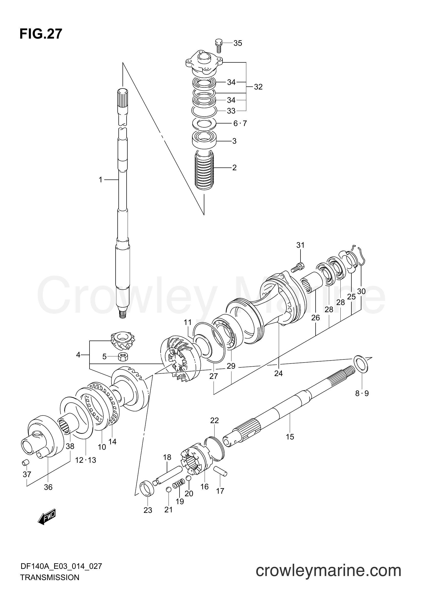 Suzuki Marine DF140AT 410001~ - TRANSMISSION (DF100AT E03)
