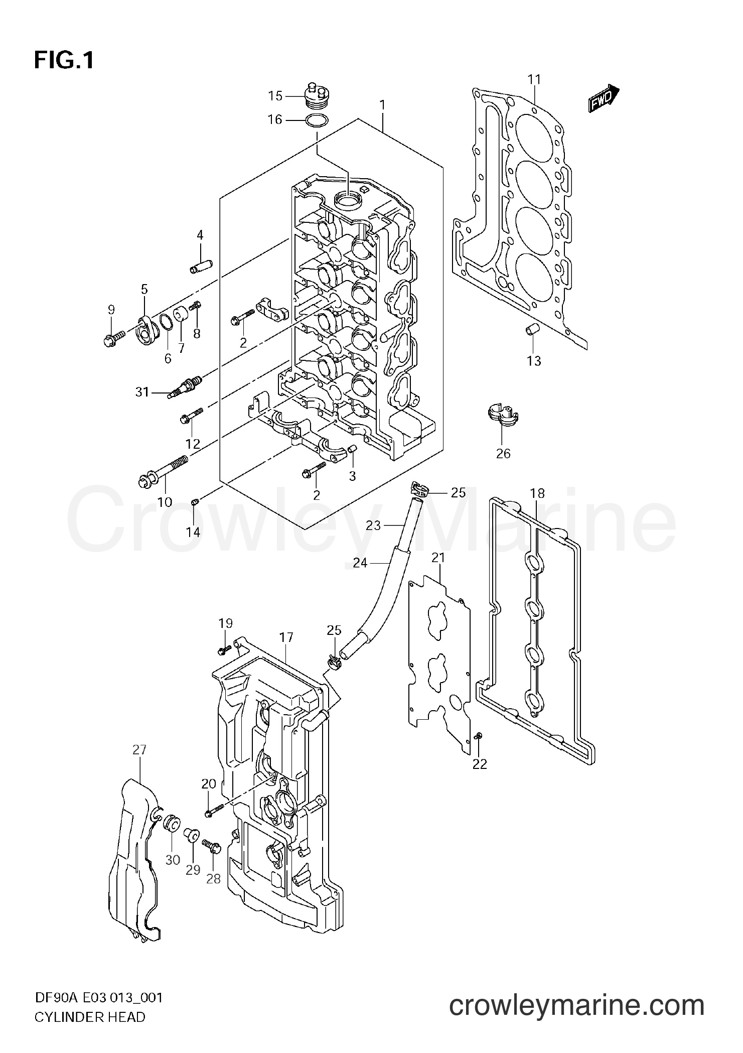 Suzuki Marine DF80A 08002F-310001~ - CYLINDER HEAD