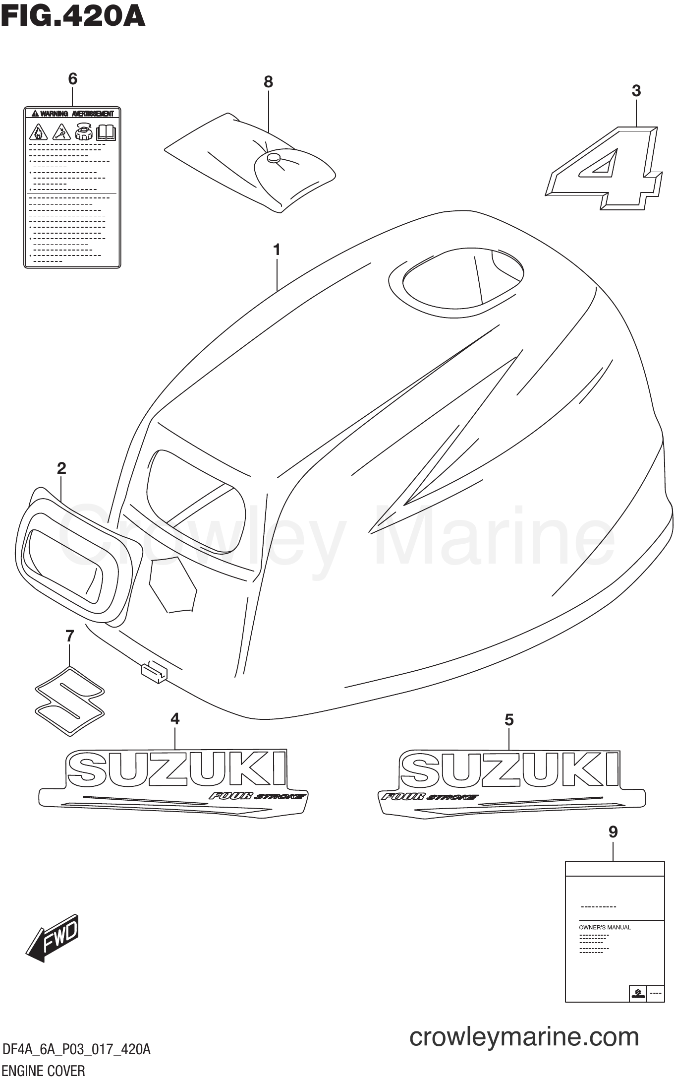 Suzuki Marine DF6A 710001~ - ENGINE COVER (DF4A P03)