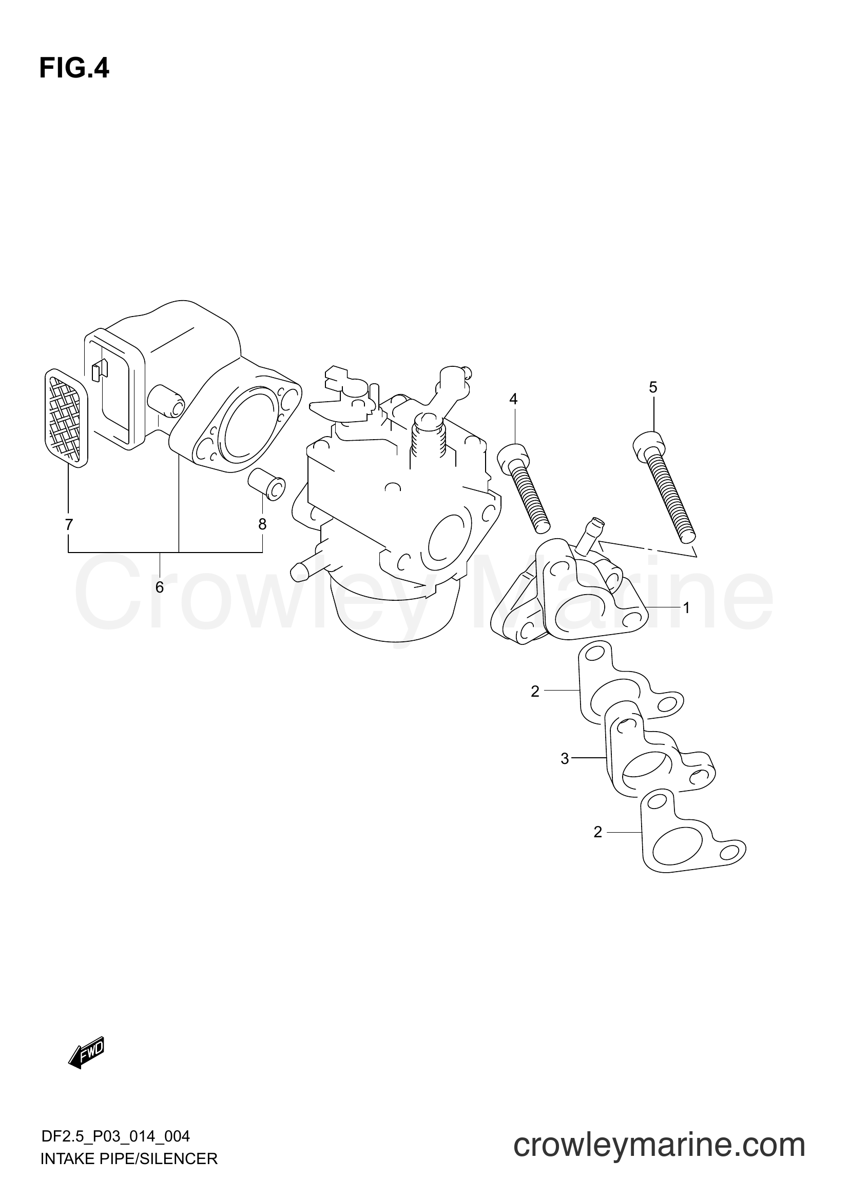 Suzuki Marine DF2.5 00252F-410001~ - INTAKE PIPE/SILENCER