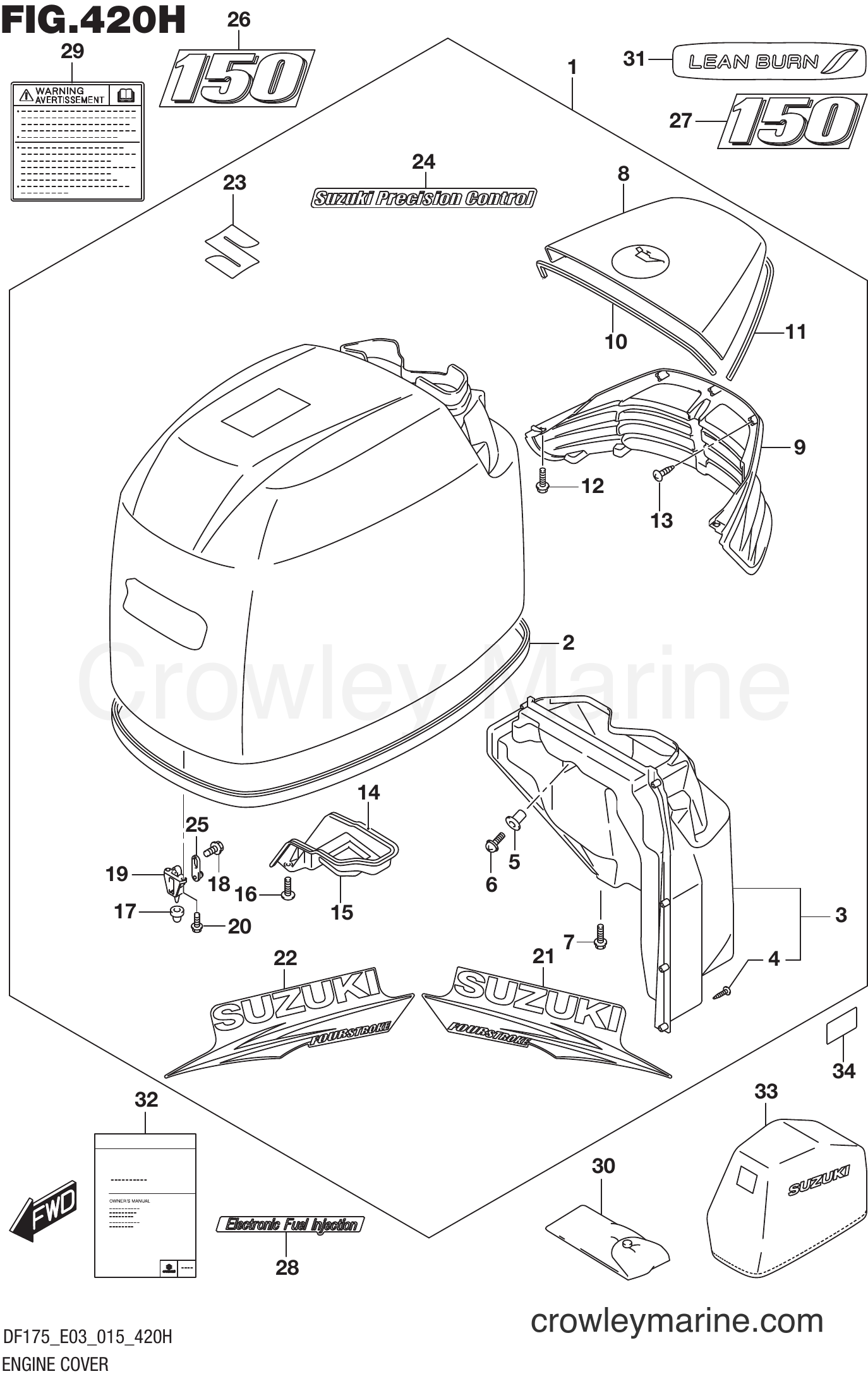 Suzuki Marine DF175TG 51001~ - ENGINE COVER (FOR Y5S) (DF150ZG E03)