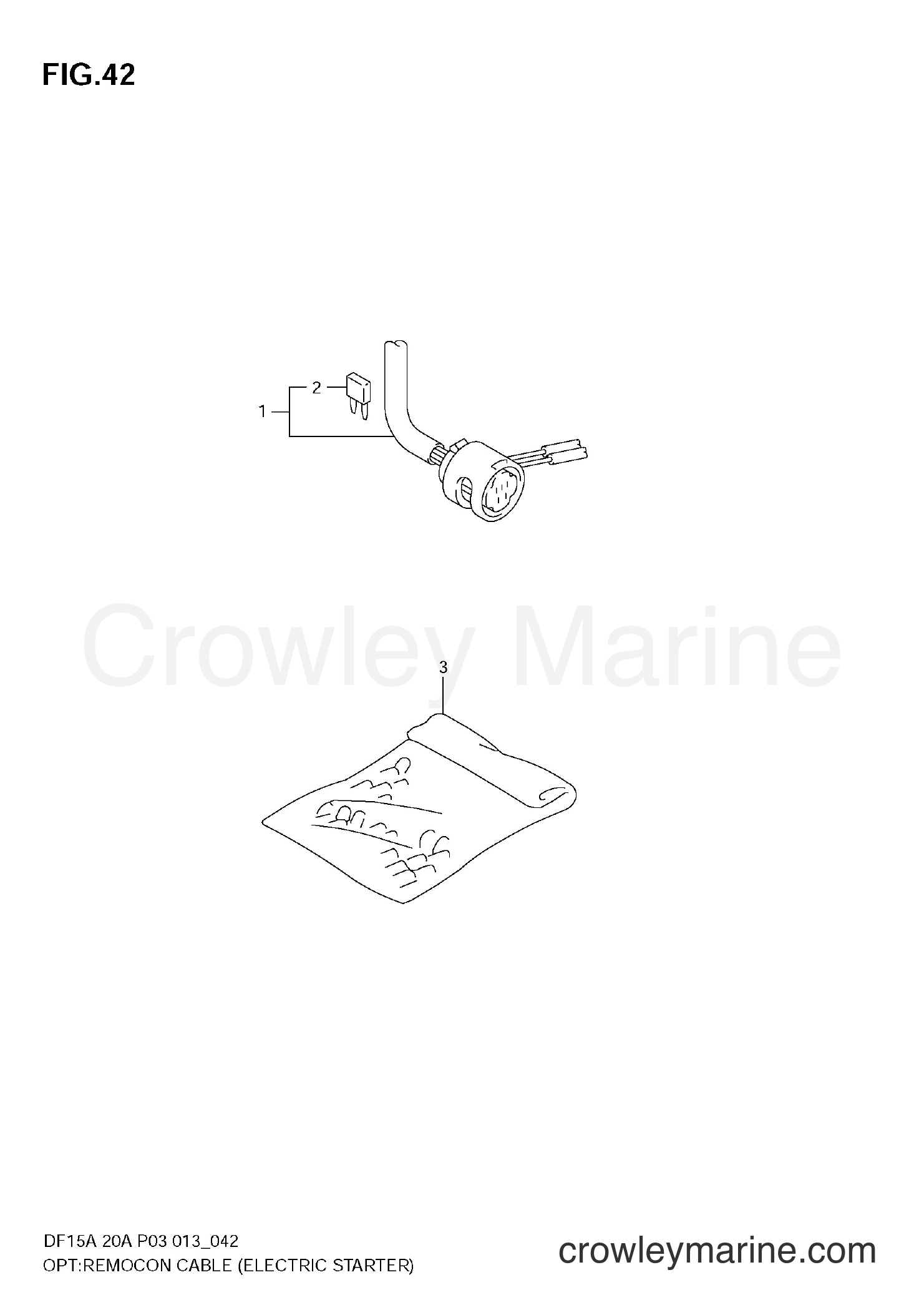 Suzuki Marine DF15A 01504F-310001~ - OPT:REMOCON CABLE (ELECTRIC STARTER)