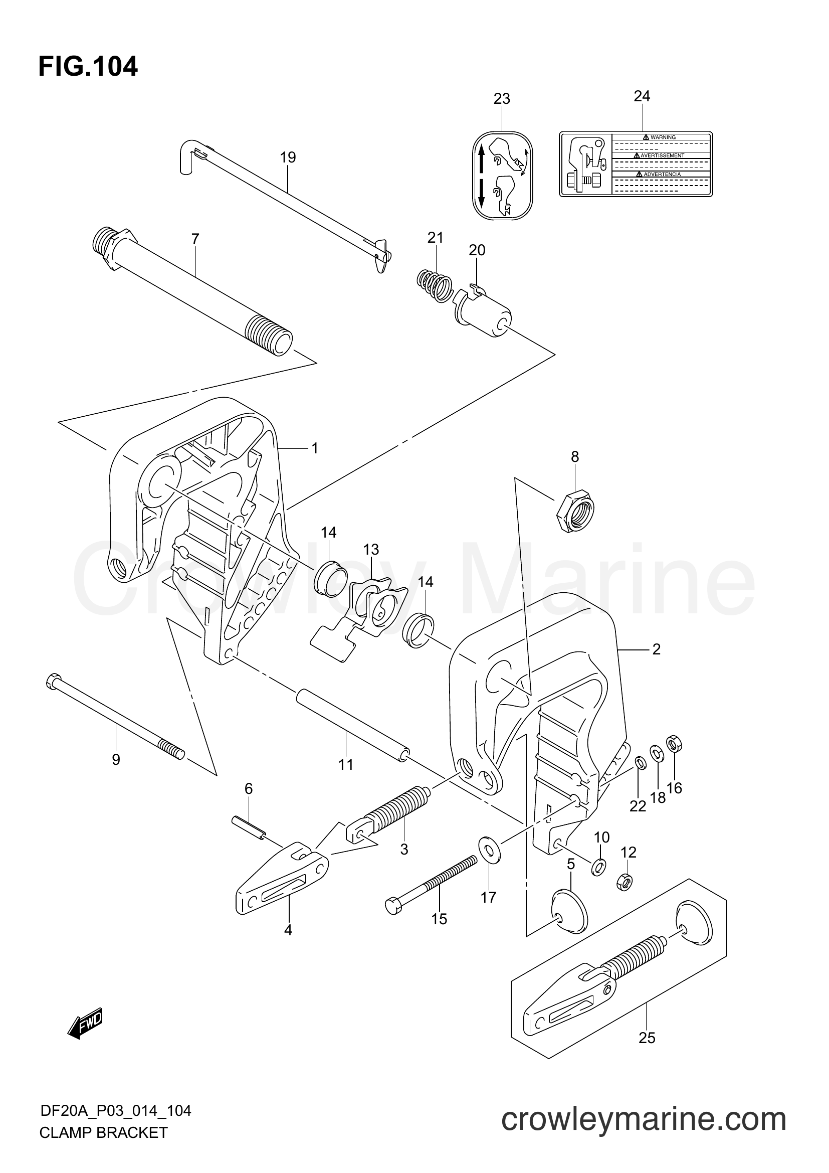Suzuki Marine DF9.9B 00995F-01504 - CLAMP BRACKET (DF9,9B P03)