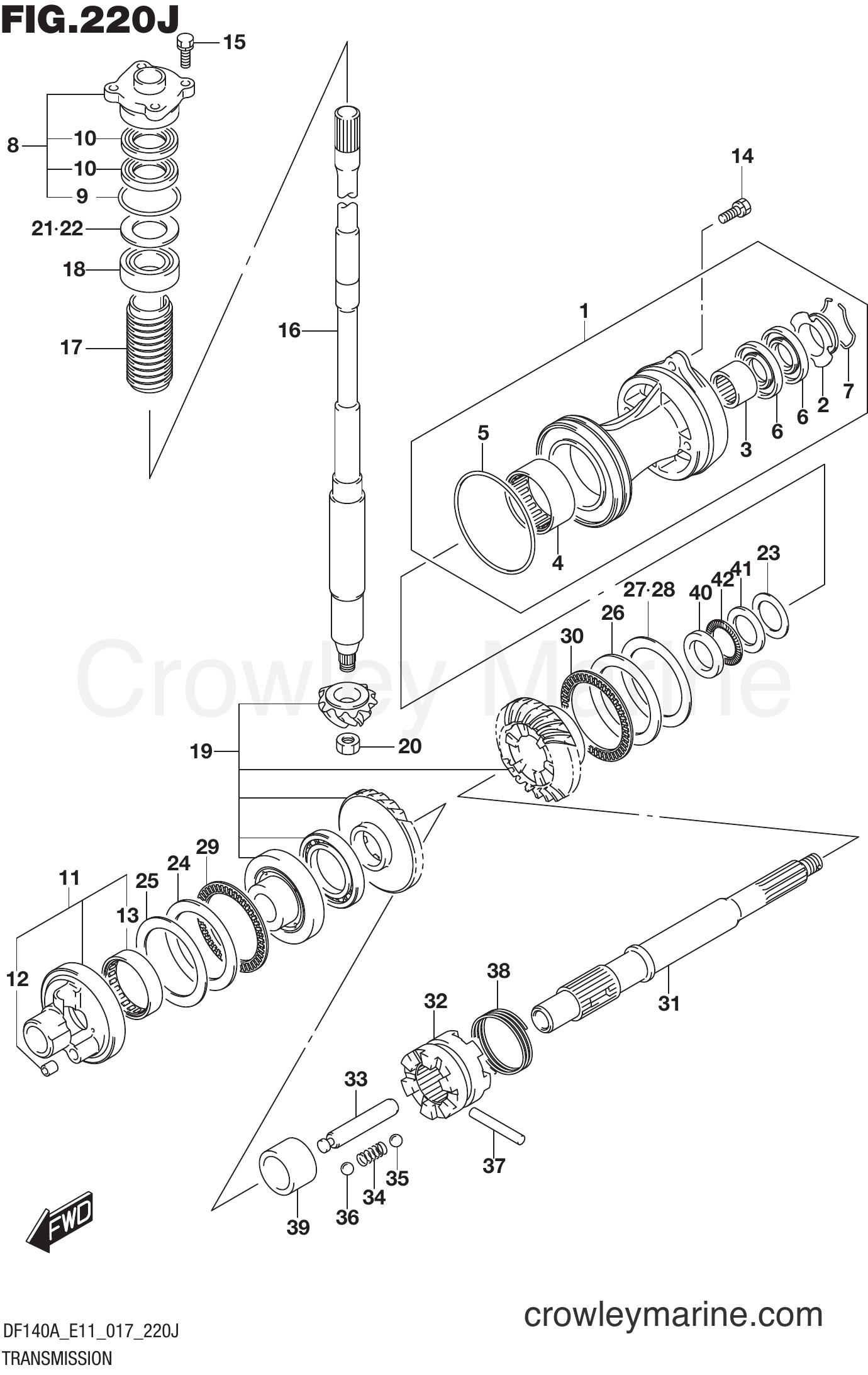Suzuki Marine DF115AZ 710001~ - TRANSMISSION (DF140AZ E40)