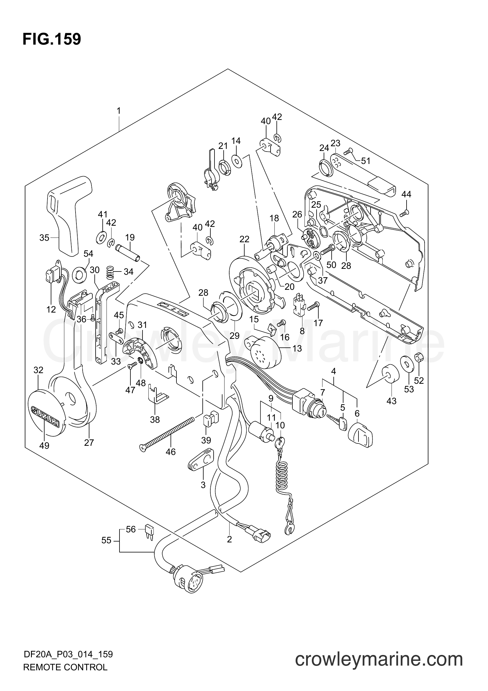 Suzuki Marine DF15A 02002F-410001~ - REMOTE CONTROL (DF20AT P03)
